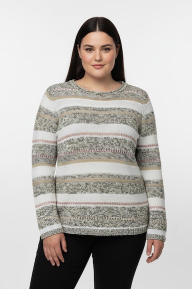 Strickpullover mit Streifen-Muster - grün-ecru-gestreift