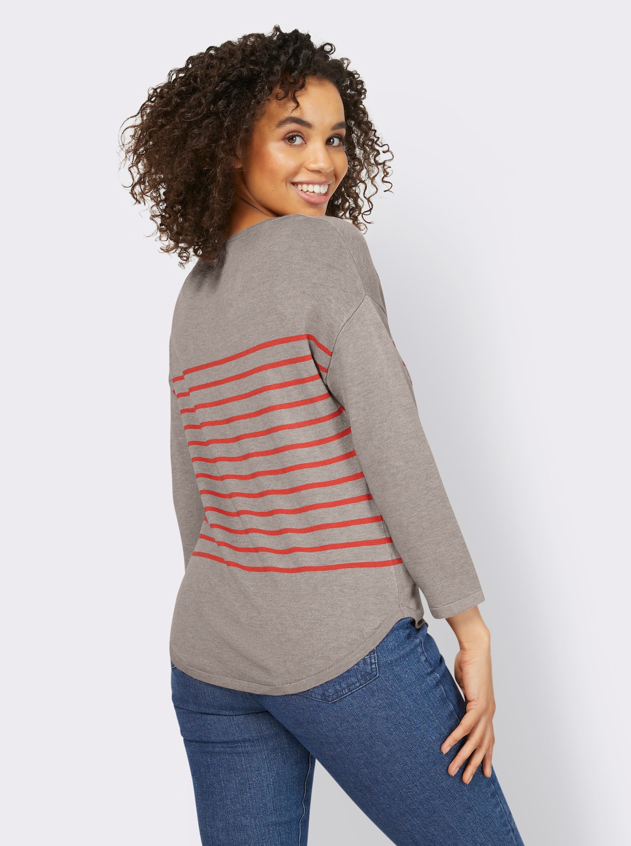 heine Feinstrickpullover - sesam-hummer-gestreift