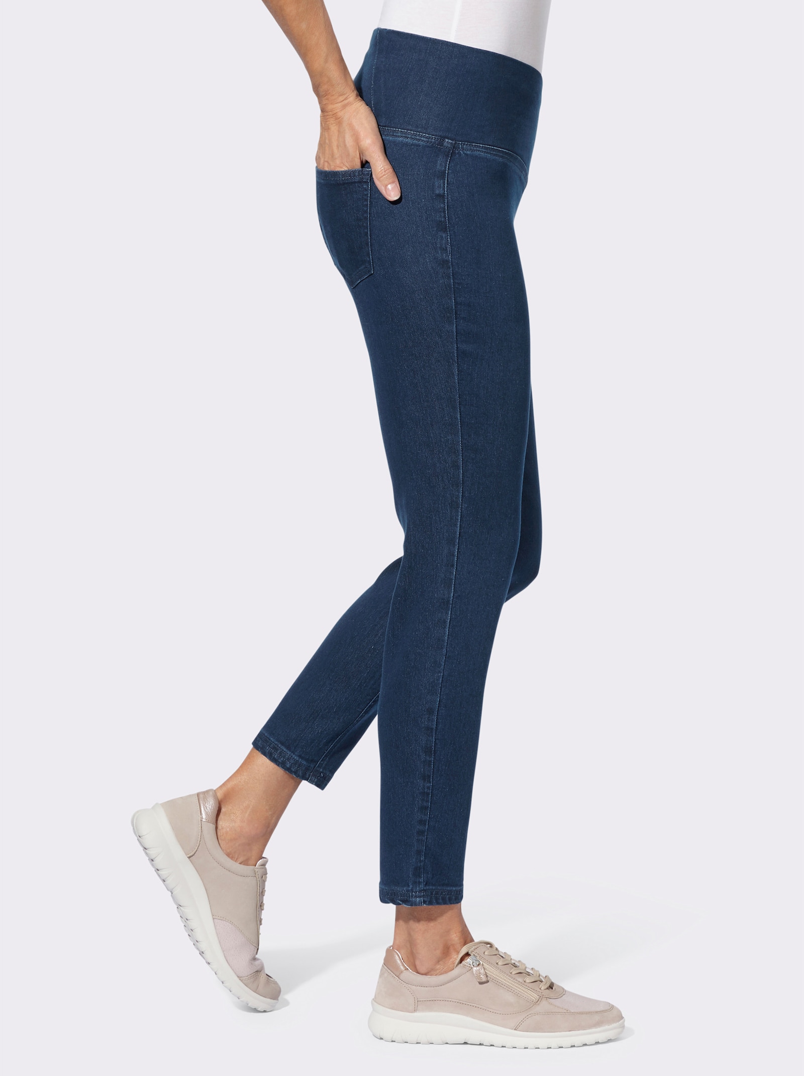 Jeansleggings mit überlappendem Bund - blue-stone-washed