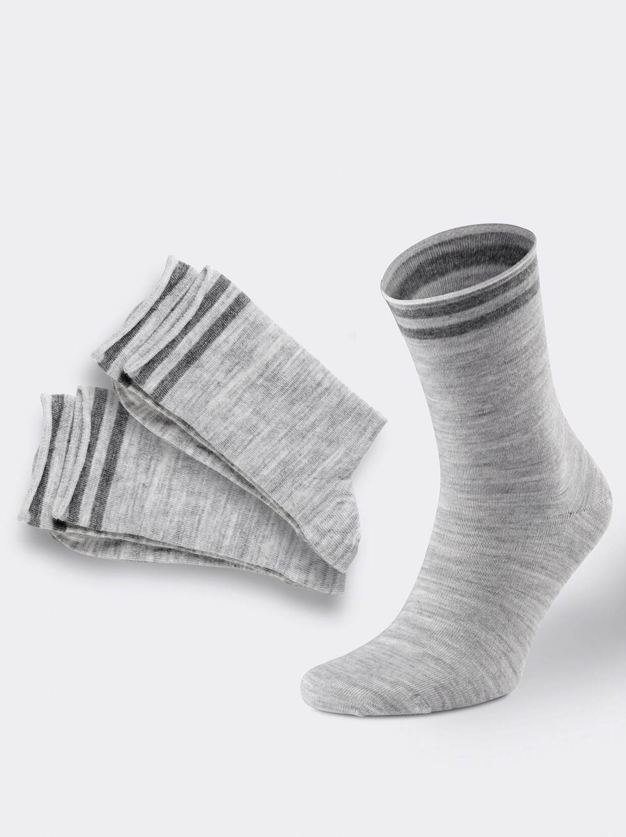 wäschepur Herren-Socken - grau-gestreift