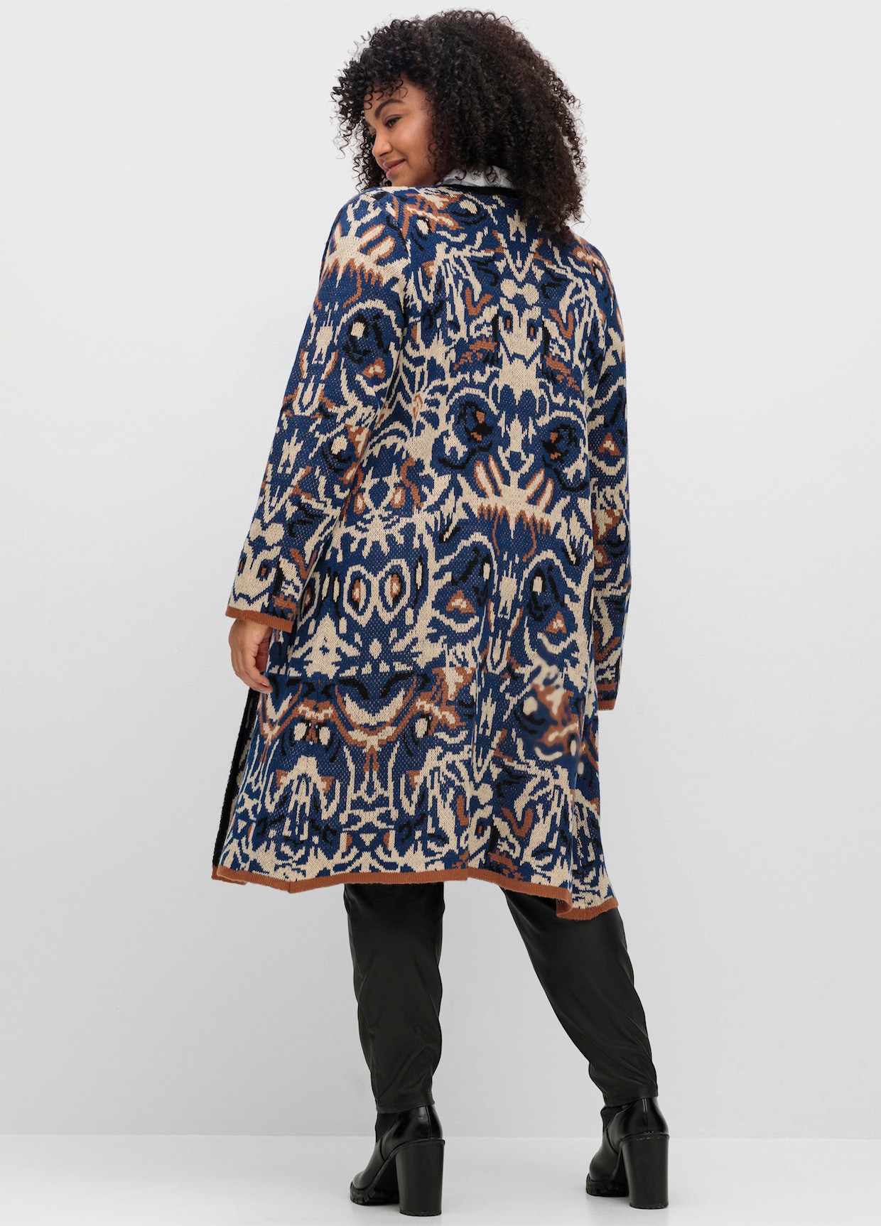 sheego by Joe Browns Strickmantel - nachtblau-gemustert