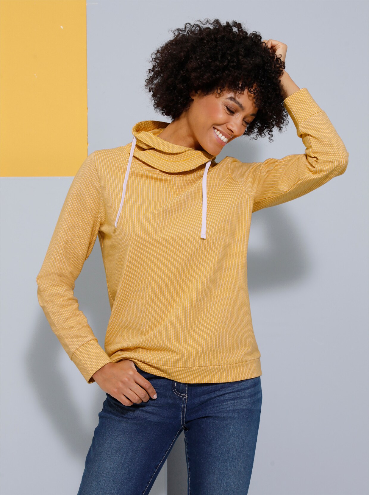 Sweatshirt - oker geprint