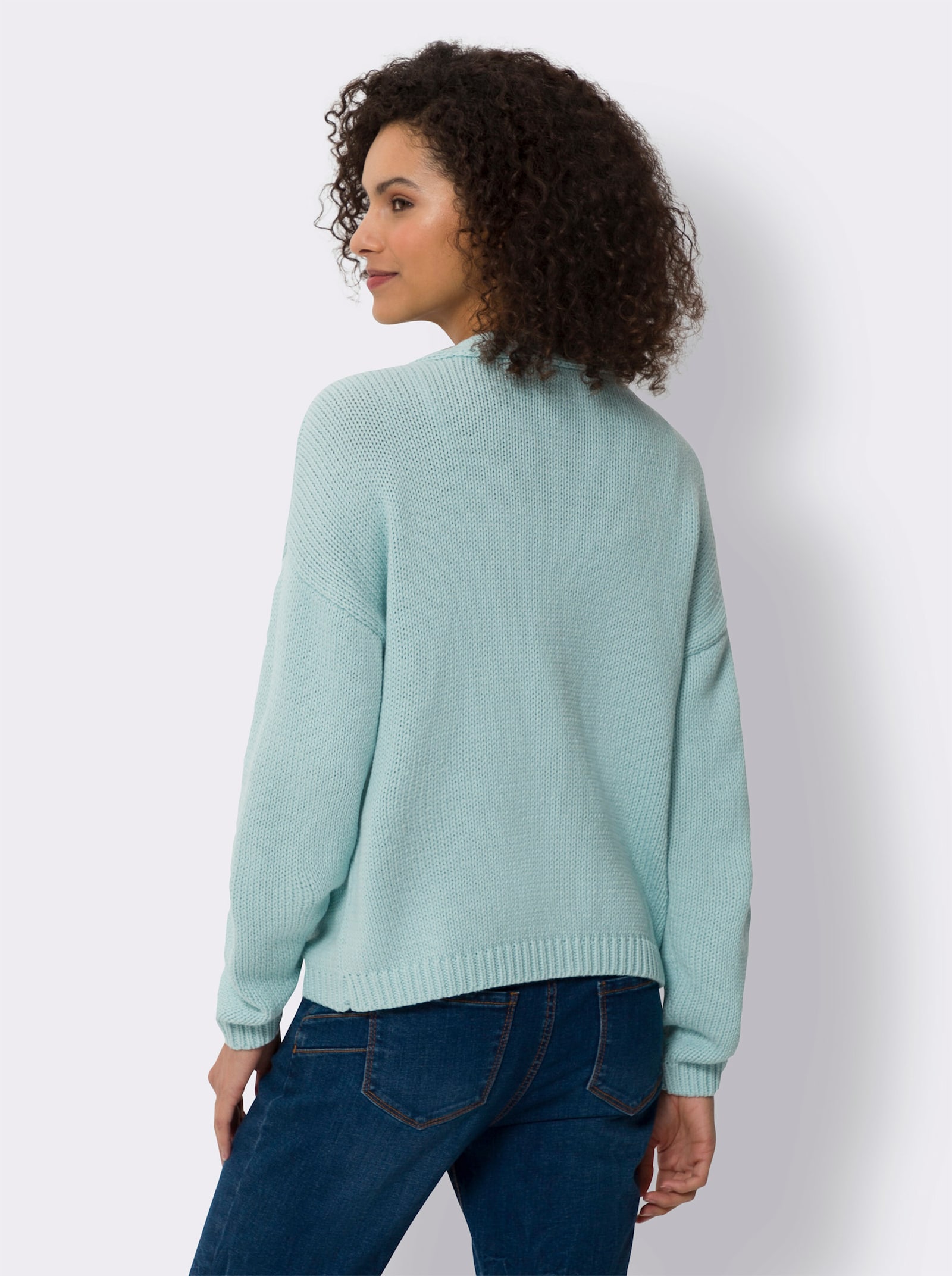 heine Strickjacke mit Knöpfen in Holz-Optik - mint