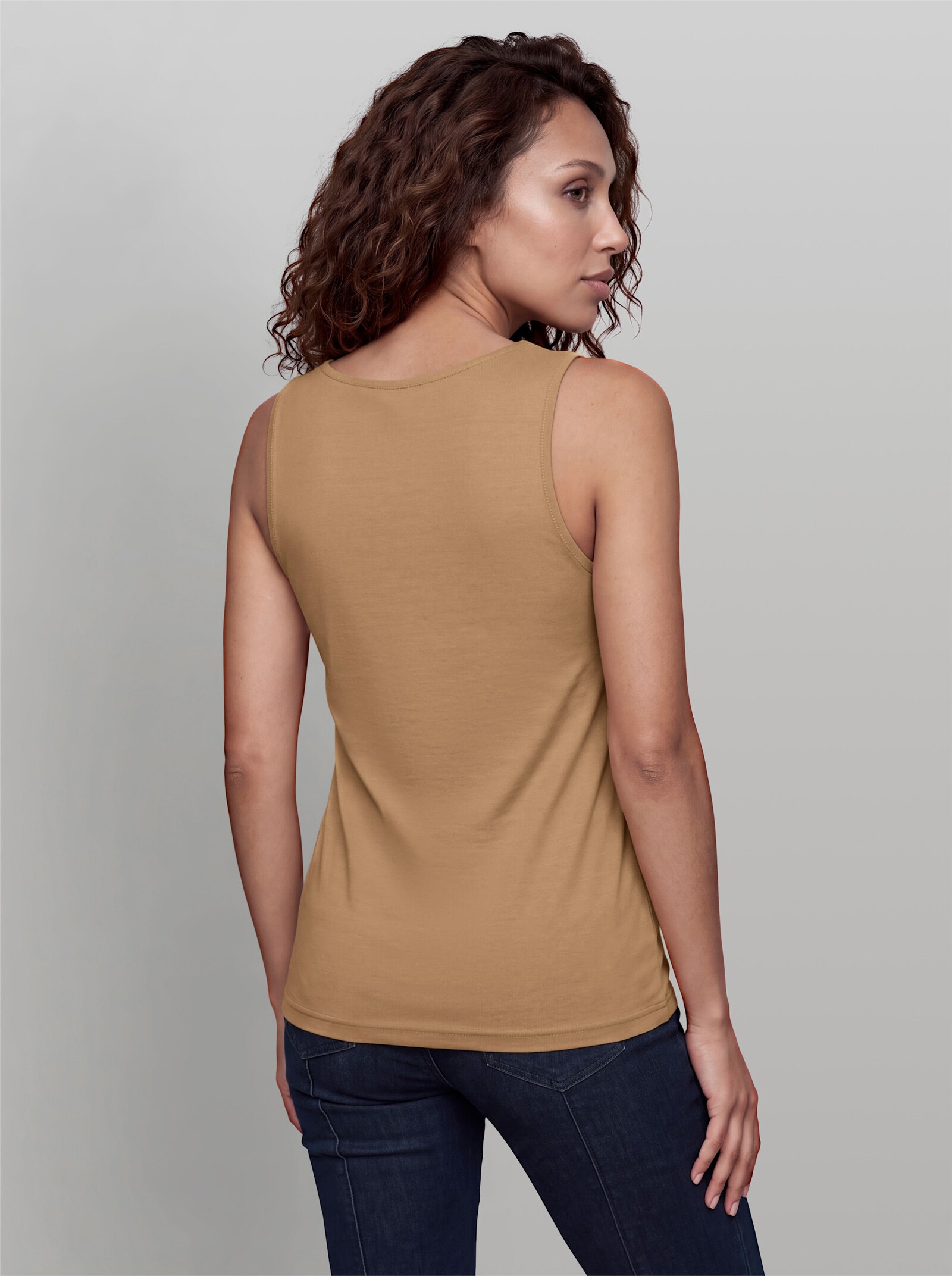 heine Shirttop mit Leinen - camel