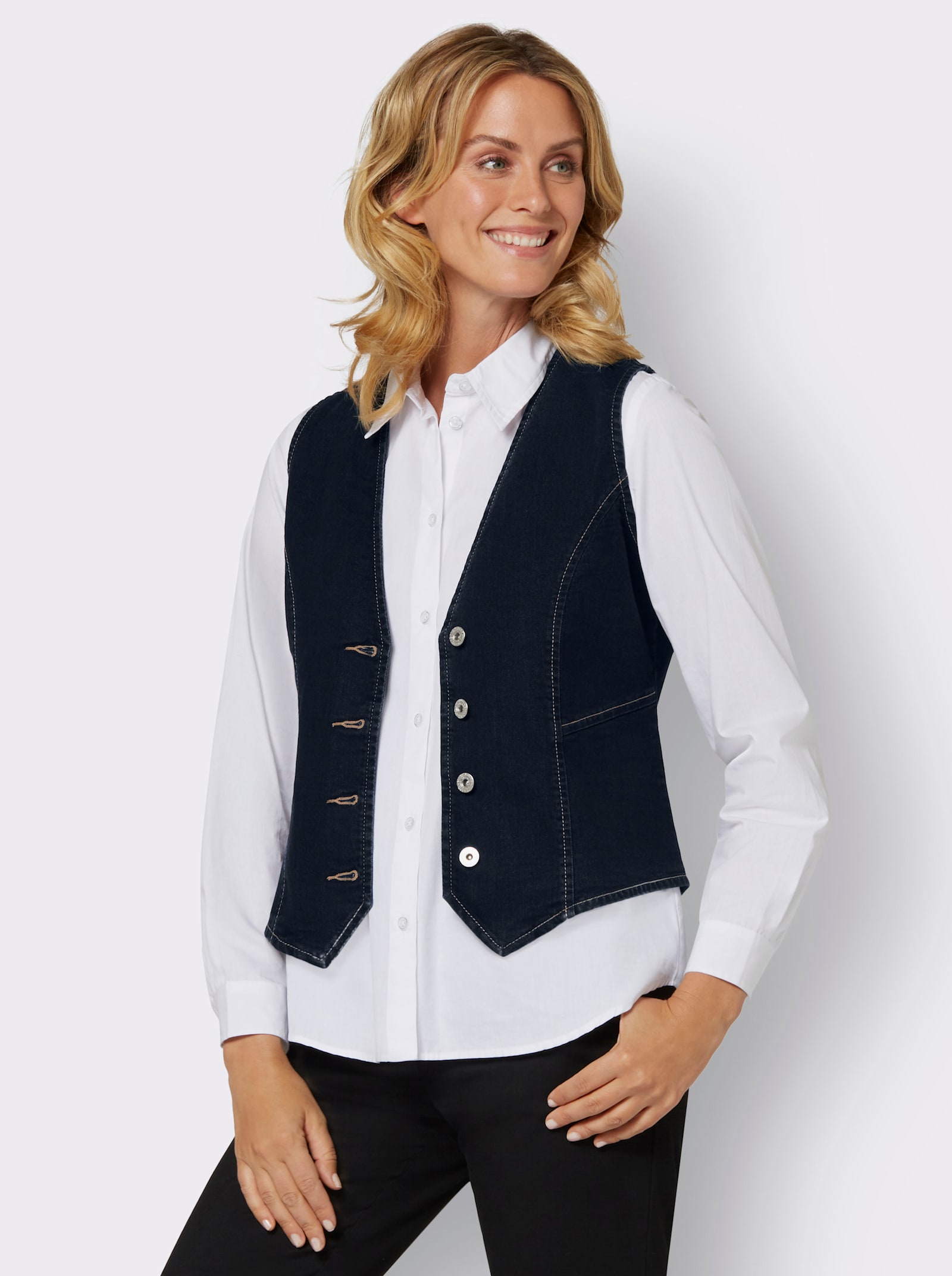 Jeansweste mit tailliertem Schnitt - dark blue
