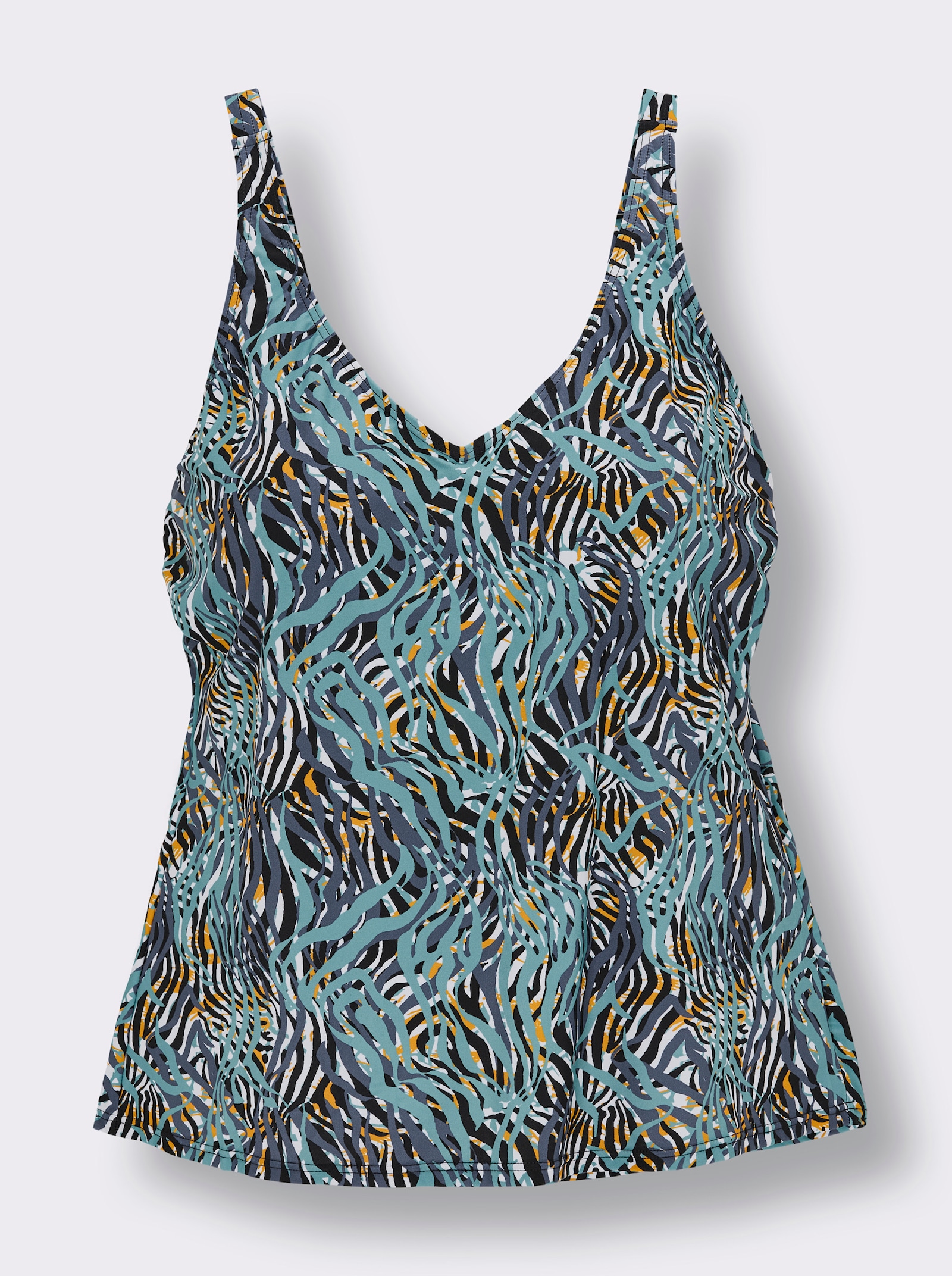 Tankini-Oberteil mit verstellbaren Trägern, bedruckt - weiß-ozean-bedruckt