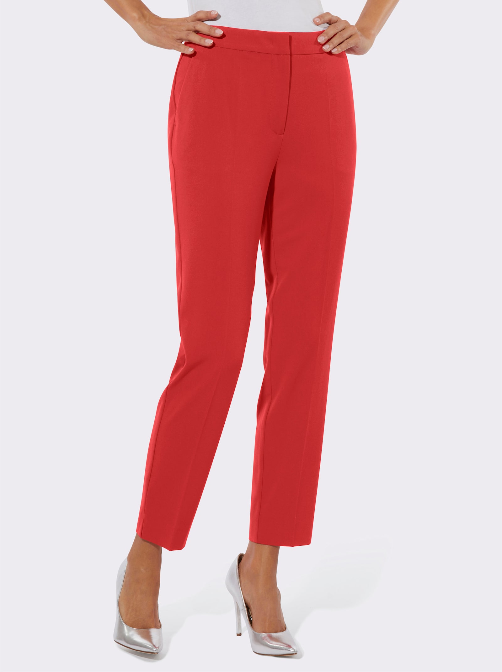  Anzughose mit Bügelfalten, knitterarm - rot