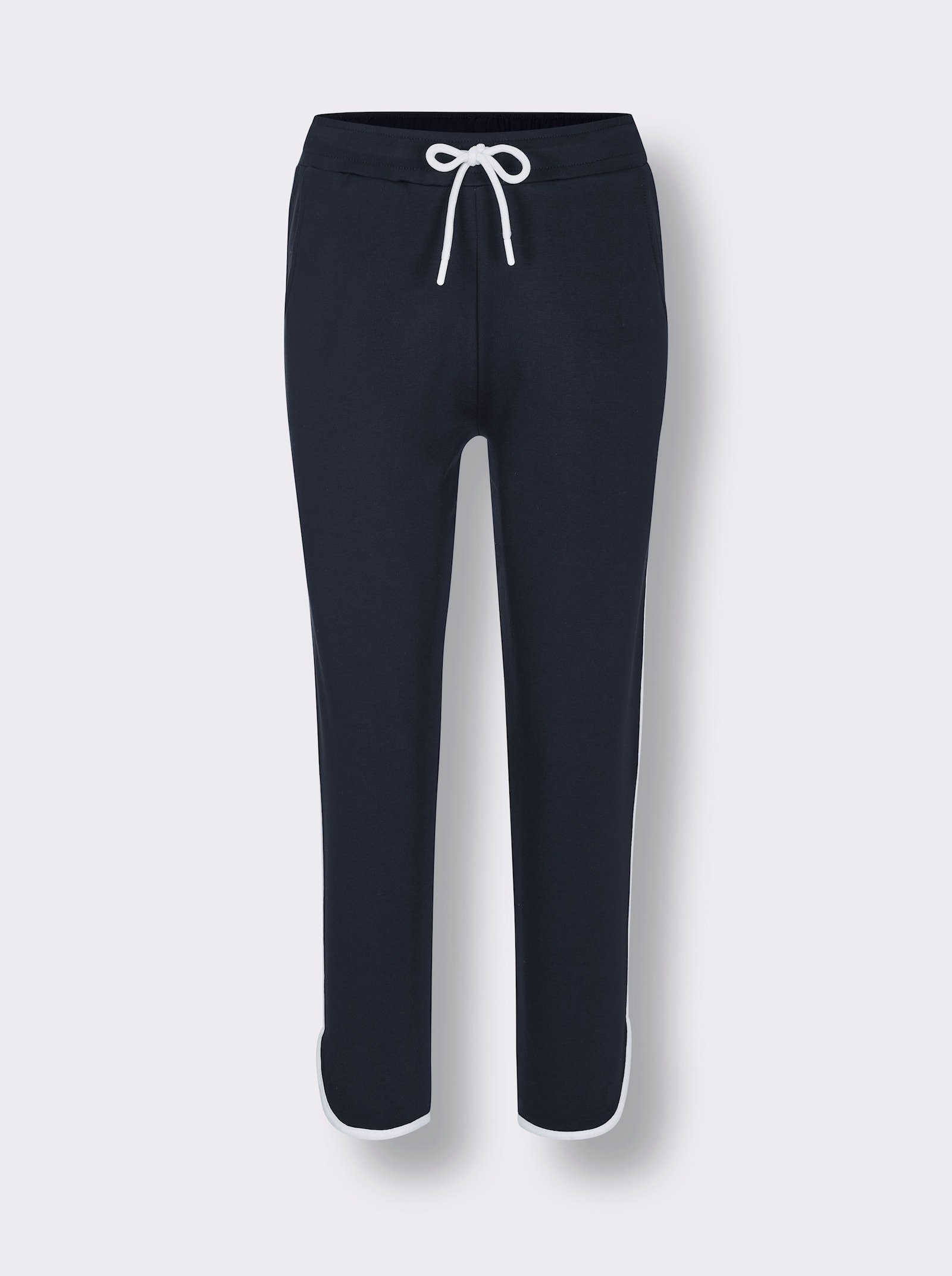 Dehnbund-Hose mit Kontrastpaspeln - marine-weiß