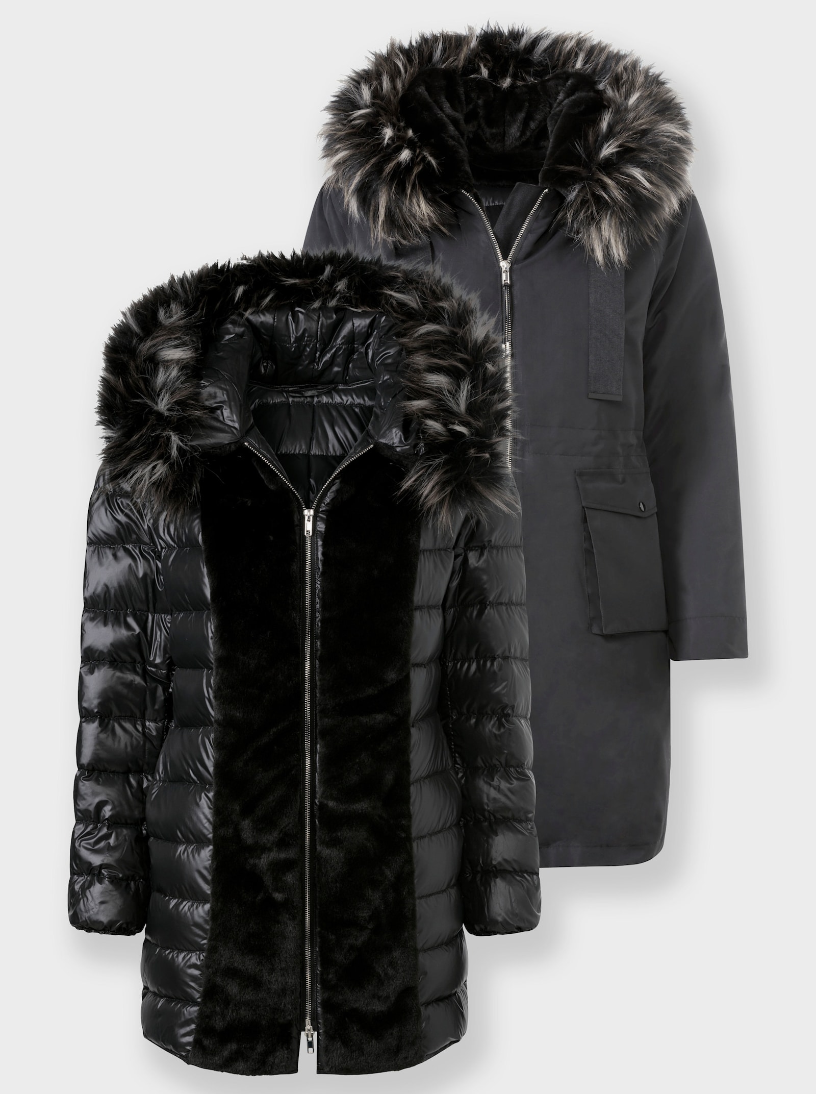 heine 3-in-1-Funktionsmantel mit heraustrennbarem Innenteil - schwarz