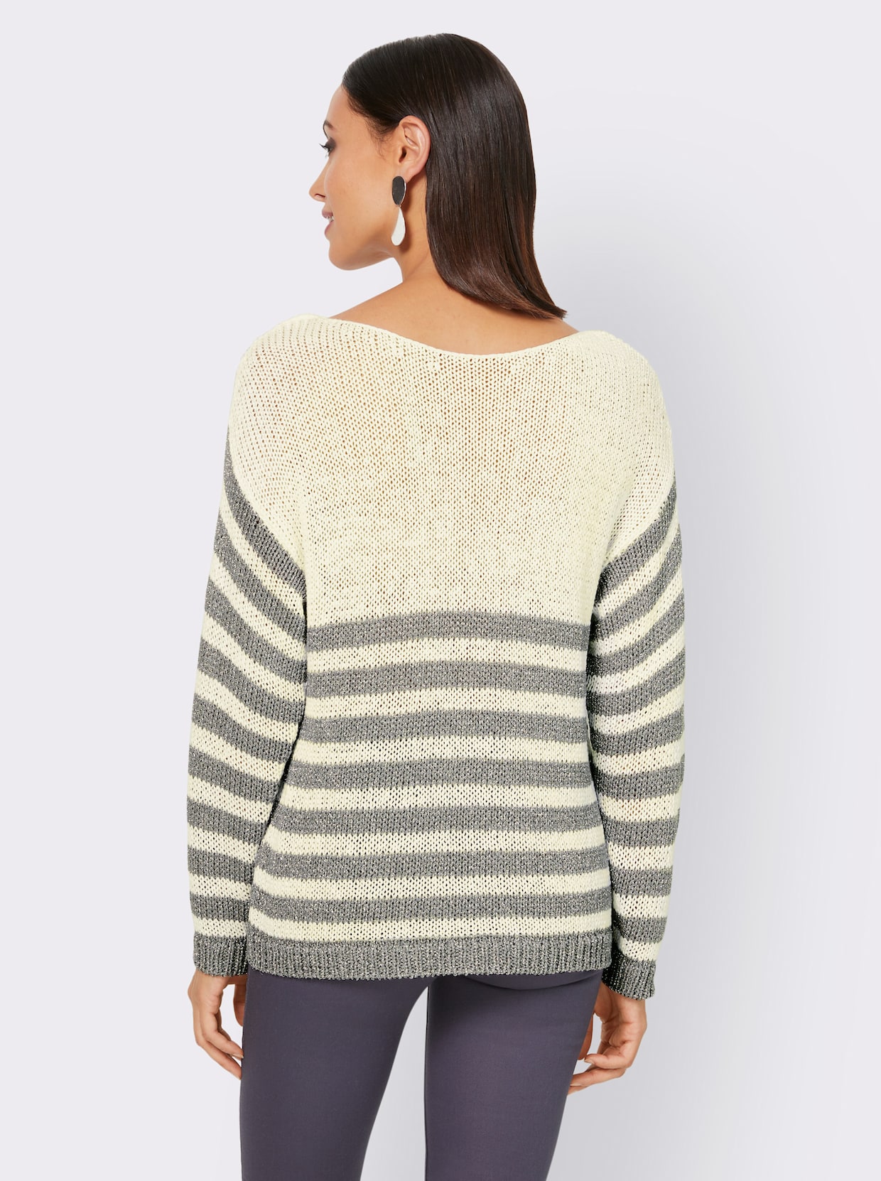 heine Pullover - ecru/zilver gestreept