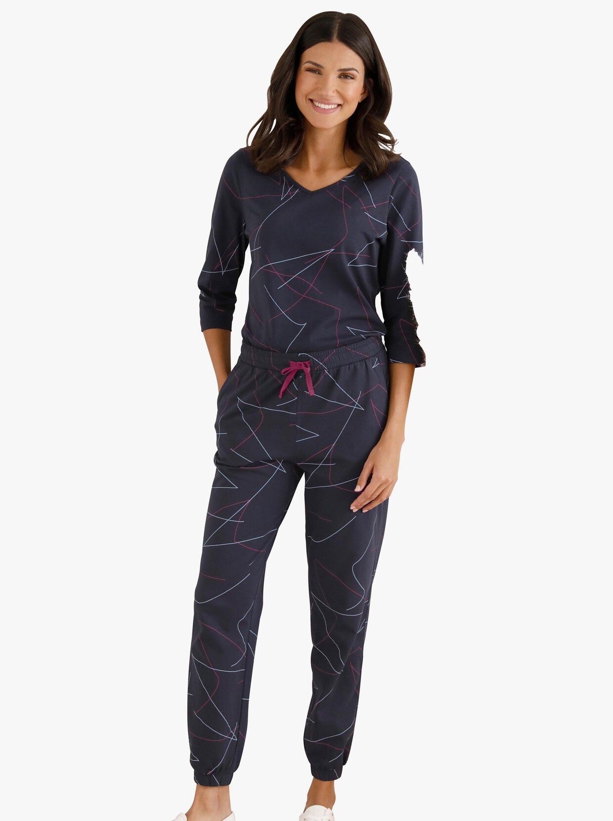 Jersey-Hose - marine-bedruckt