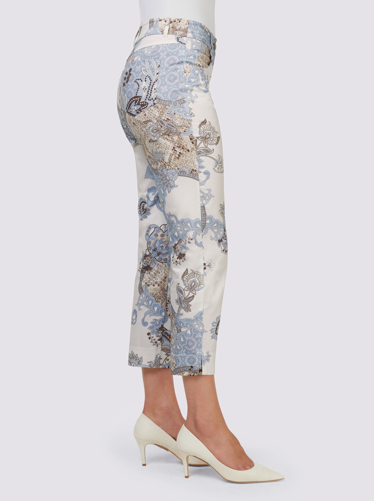 heine Druck-Hose - himmelblau-ecru-bedruckt