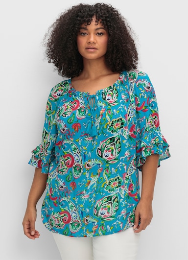 sheego by Joe Browns Crinklebluse - blau gemustert