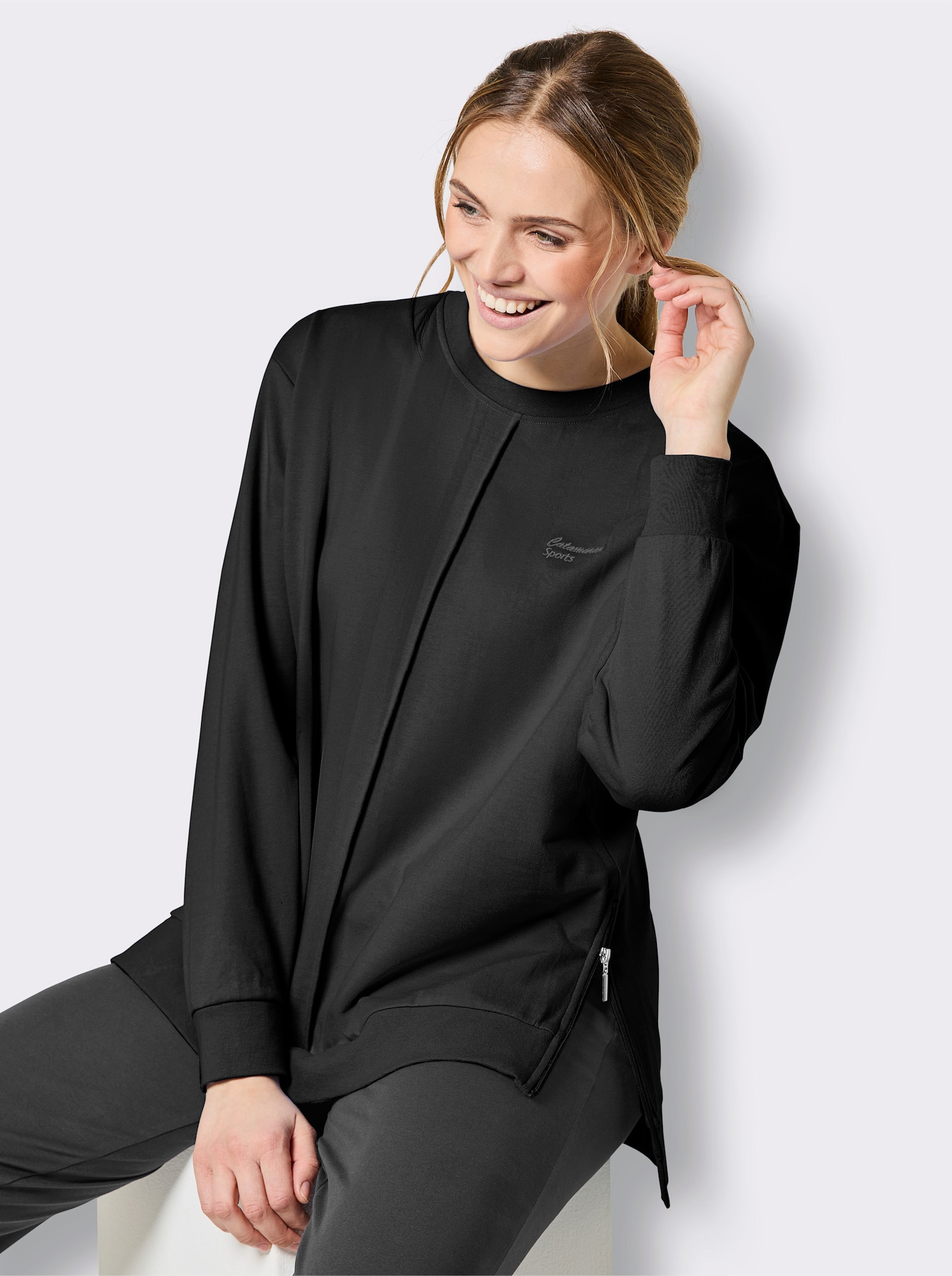 Catamaran Sports Freizeitshirt mit Biese vorne - schwarz