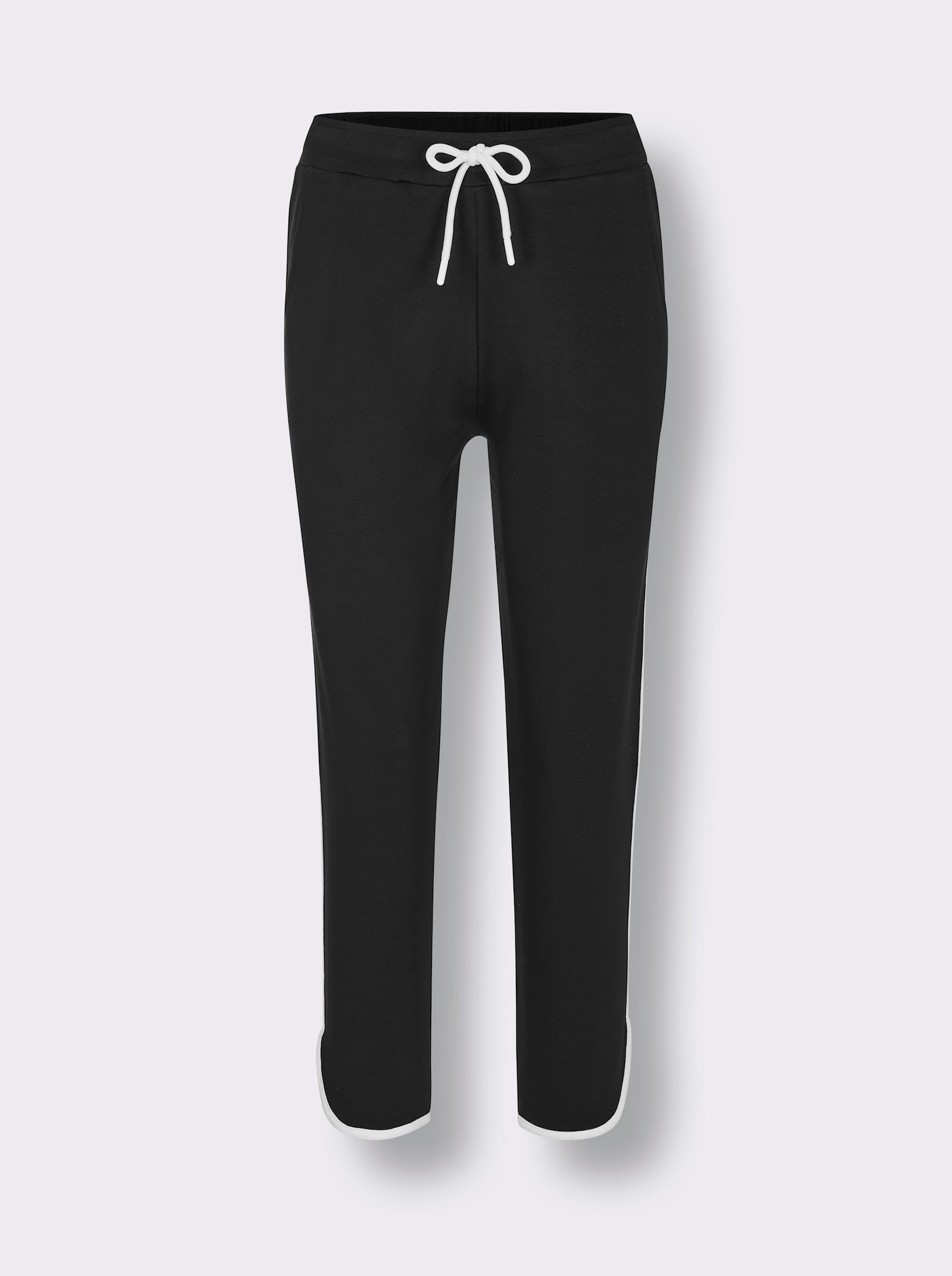 Dehnbund-Hose mit Kontrastpaspeln - schwarz-weiß