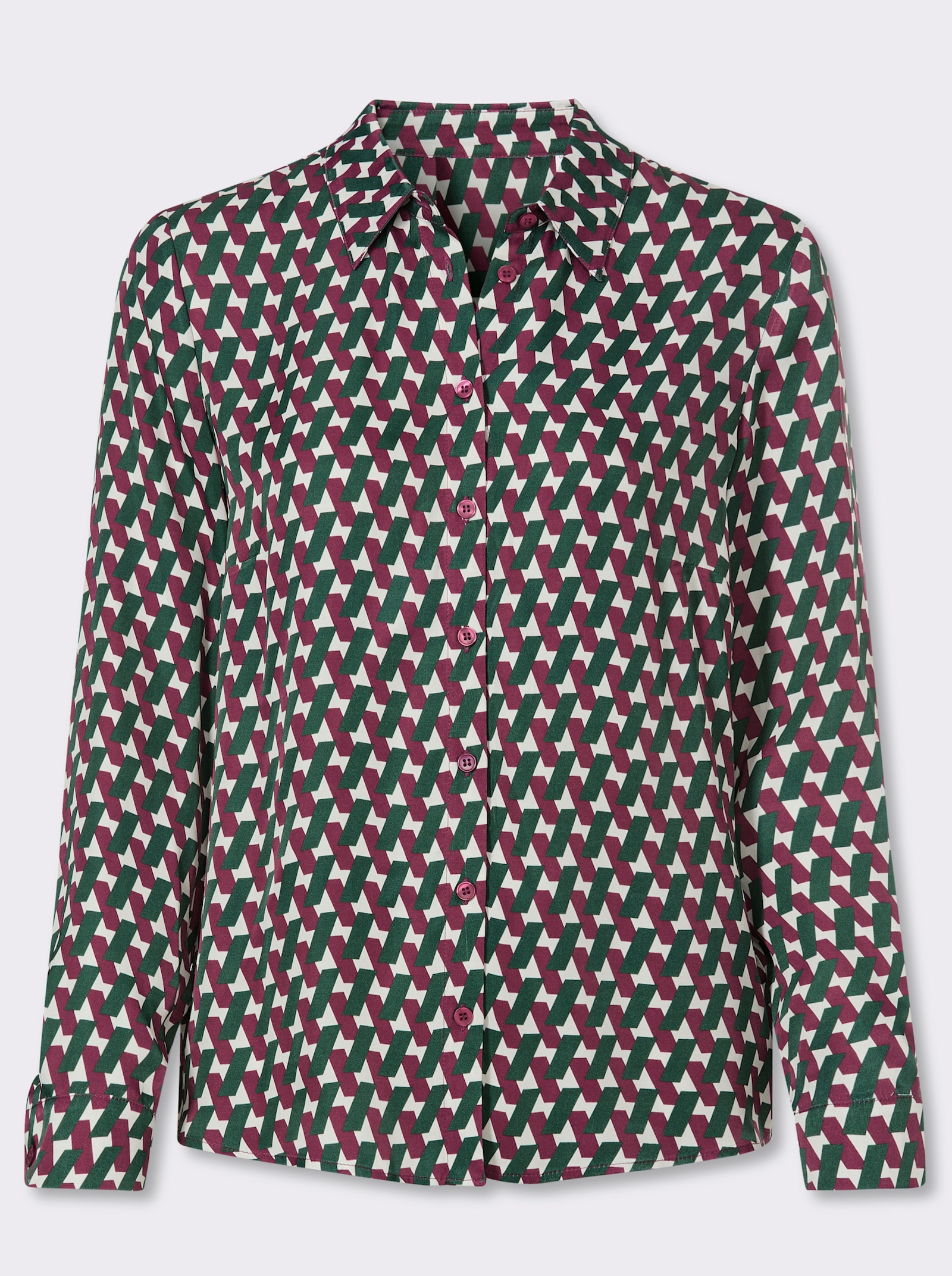 heine Hemdbluse mit Rückenfalte - bordeaux-moos-bedruckt