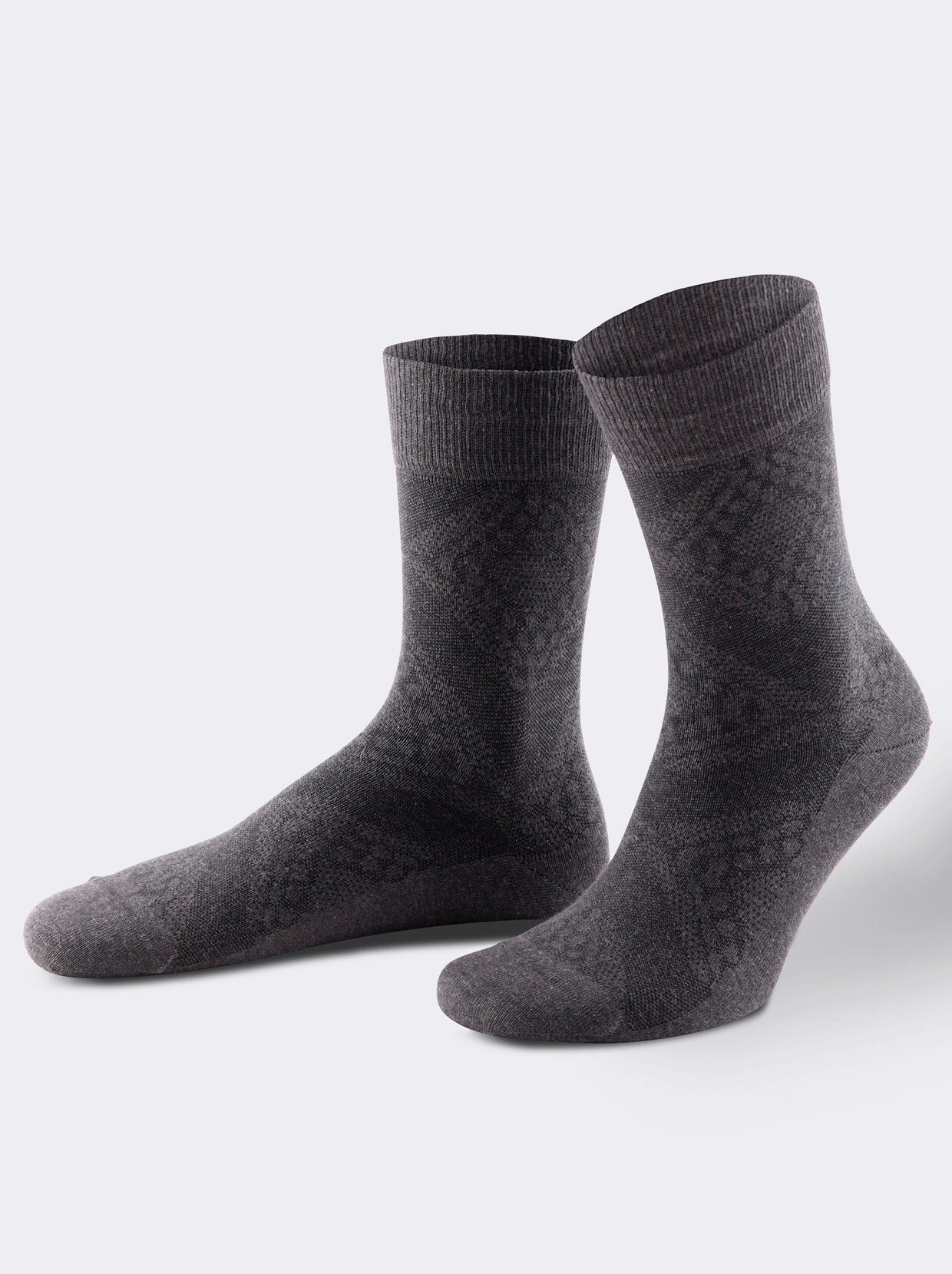 Rogo Herren-Socken - grau-gemustert