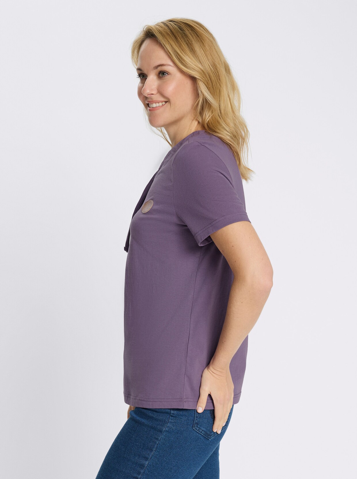 Kurzarmshirt mit Tunnelzug am Ausschnitt - feige