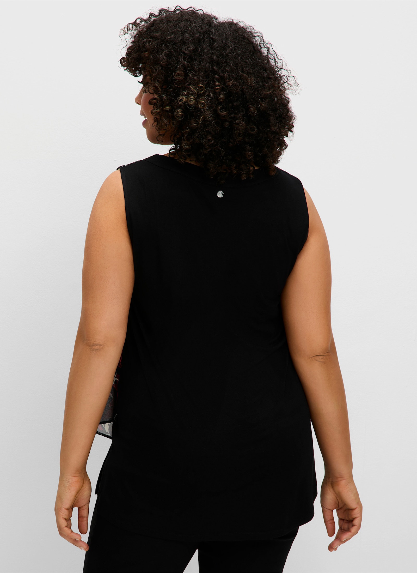 sheego Blusentop in Lagenoptik - schwarz-gemustert