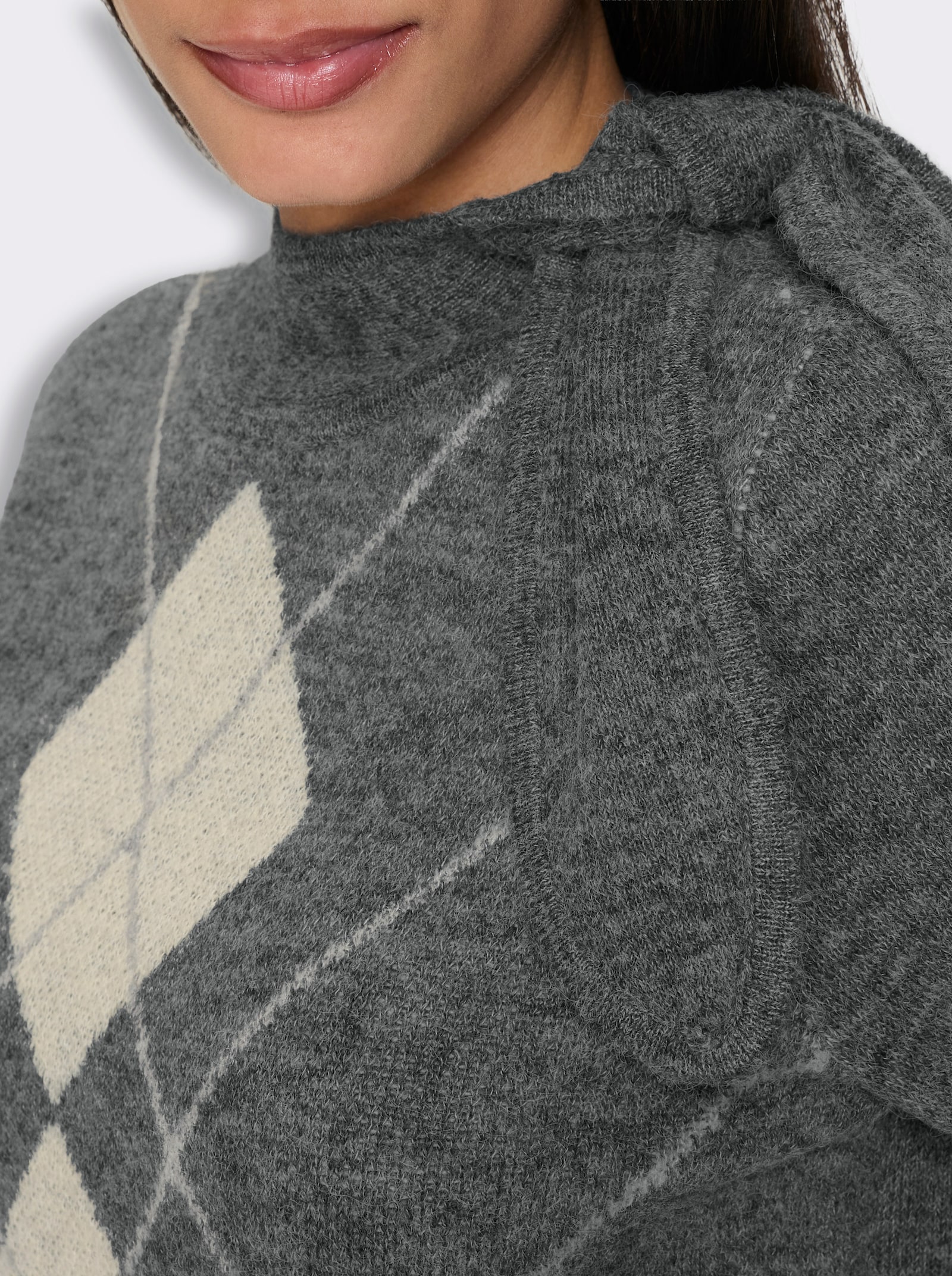 heine Jacquardpullover mit Rautenmuster - anthrazit-sand-gemustert