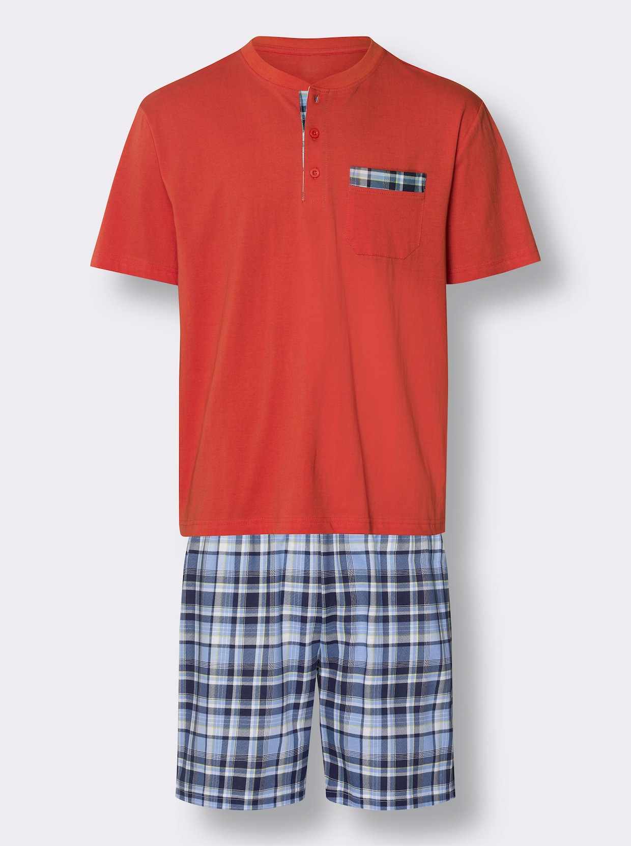 Krátké pyžamo - terra-blankytná-kostka