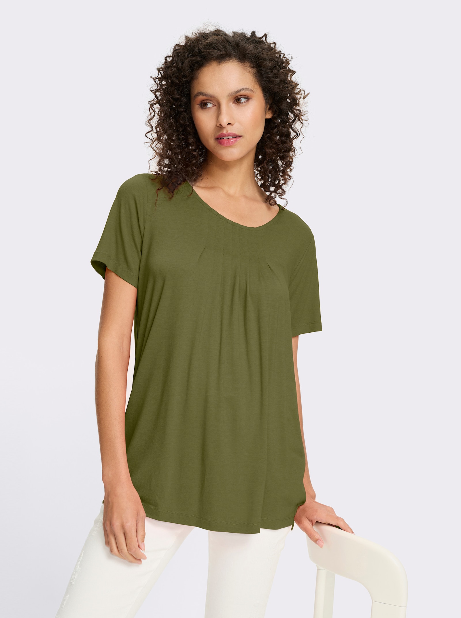 heine T-Shirt in A-Form - oliv