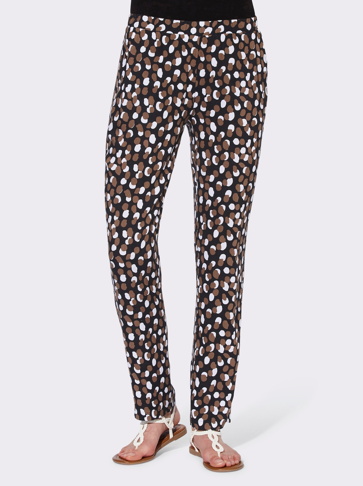 Comfortbroek - zwart/bruin geprint