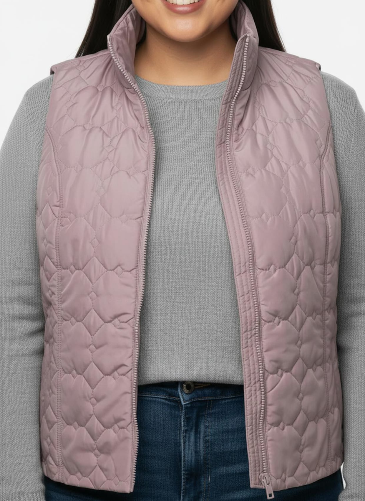 Steppweste mit wärmendem Stehkragen - mauve