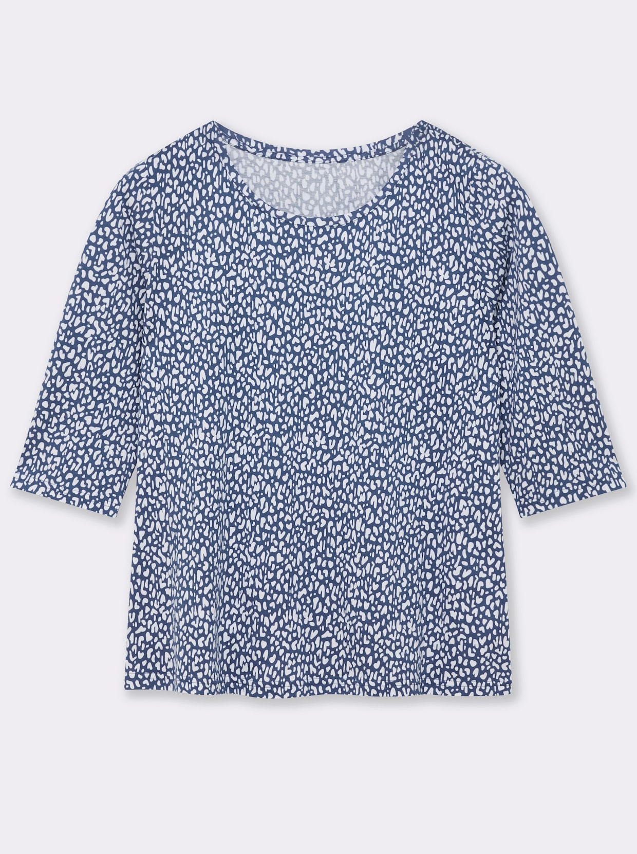 3/4-Arm-Shirt mit Minimal-Druck - weiß-jeansblau-bedruckt