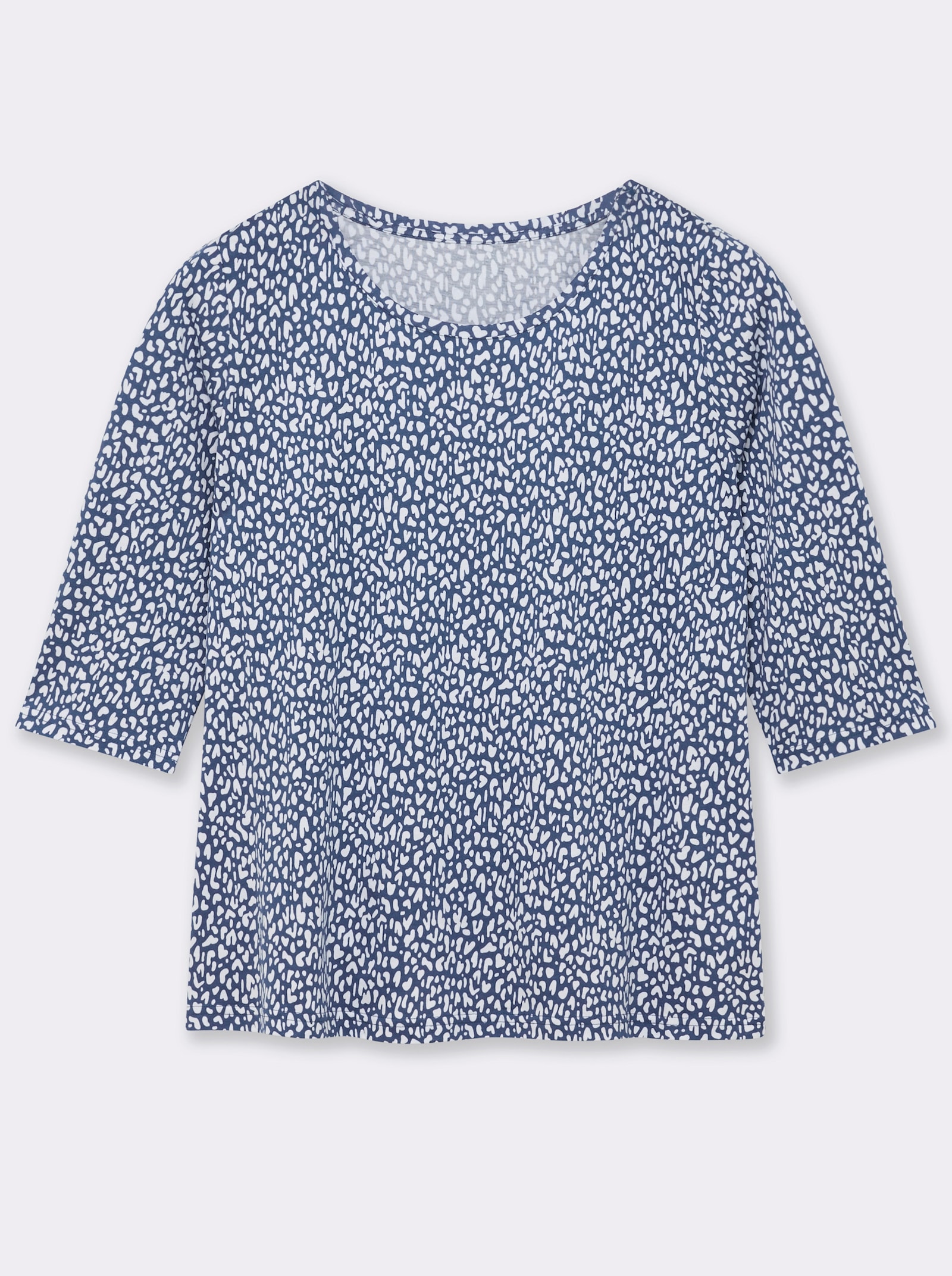 3/4-Arm-Shirt mit Minimal-Druck - weiß-jeansblau-bedruckt