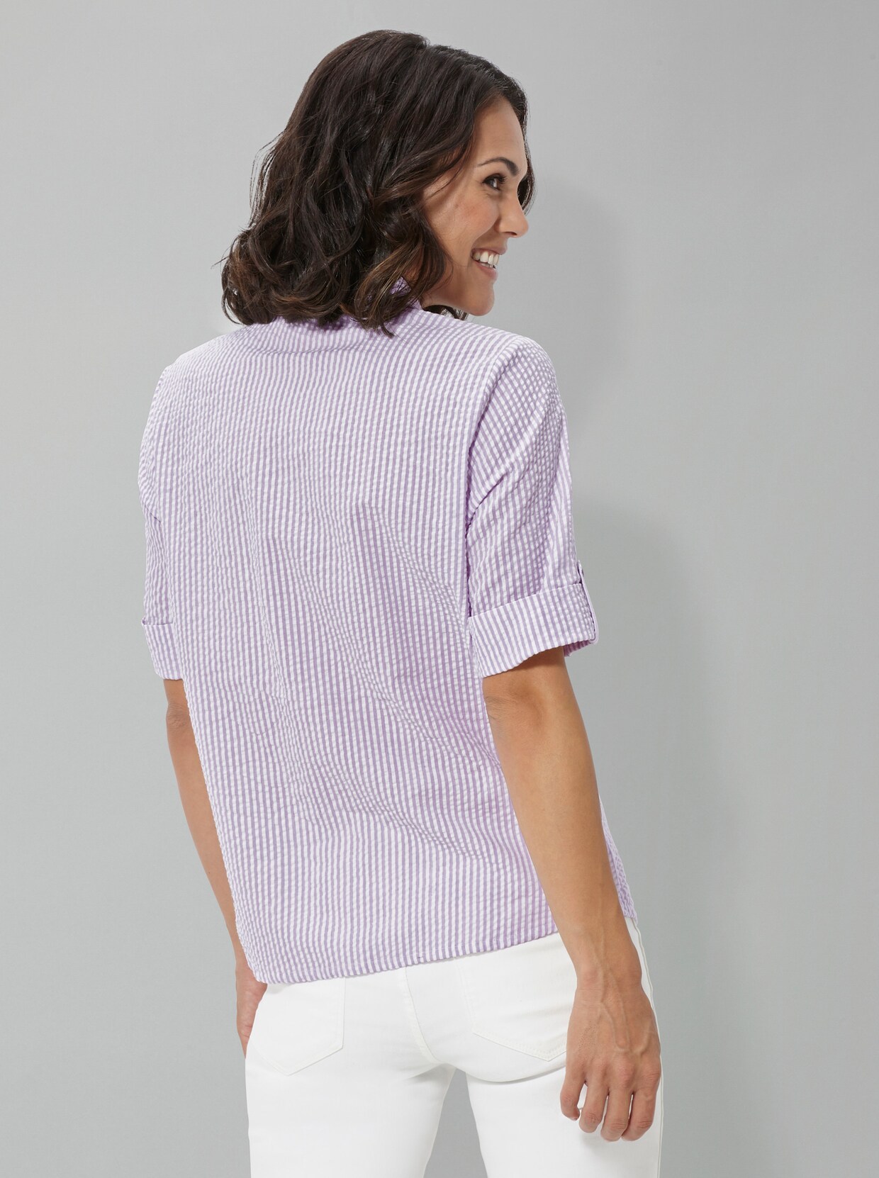 Longline blouse - lila gestreept