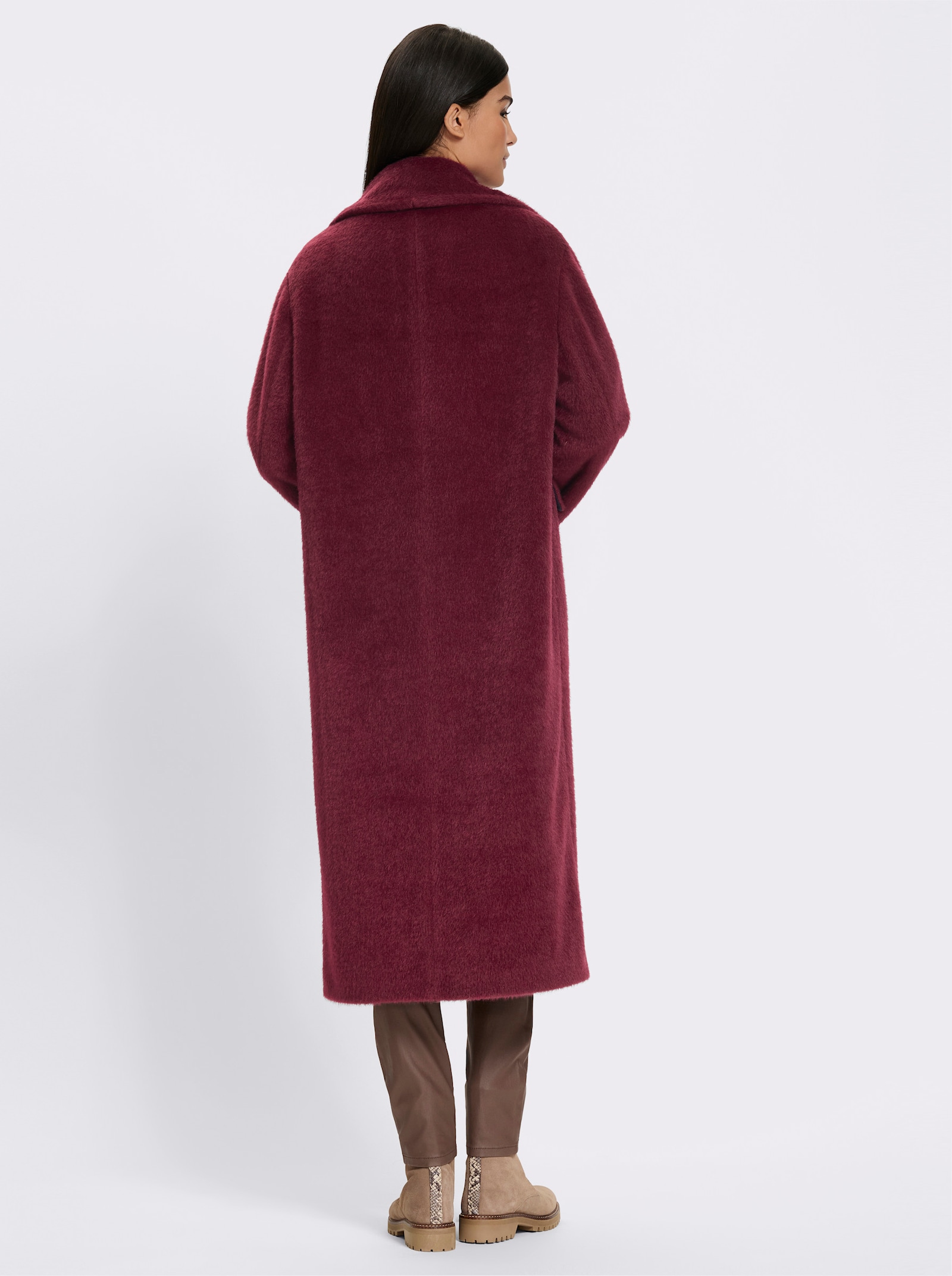 heine Wintermantel in flauschiger Optik - bordeaux