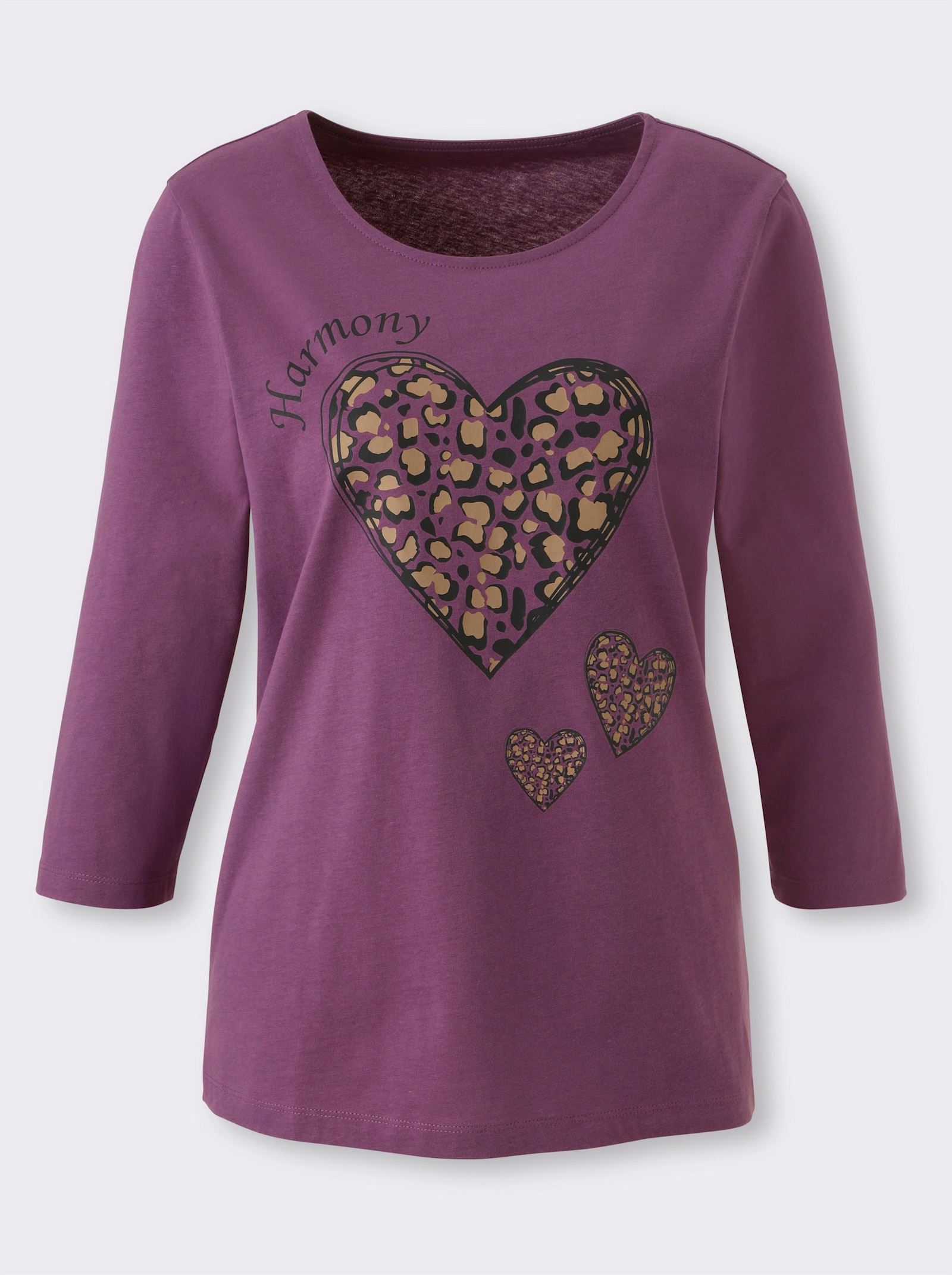 3/4-Arm-Shirt mit platziertem Druck - violett-schwarz