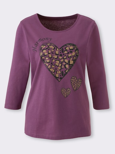 3/4-Arm-Shirt mit platziertem Druck - violett-schwarz