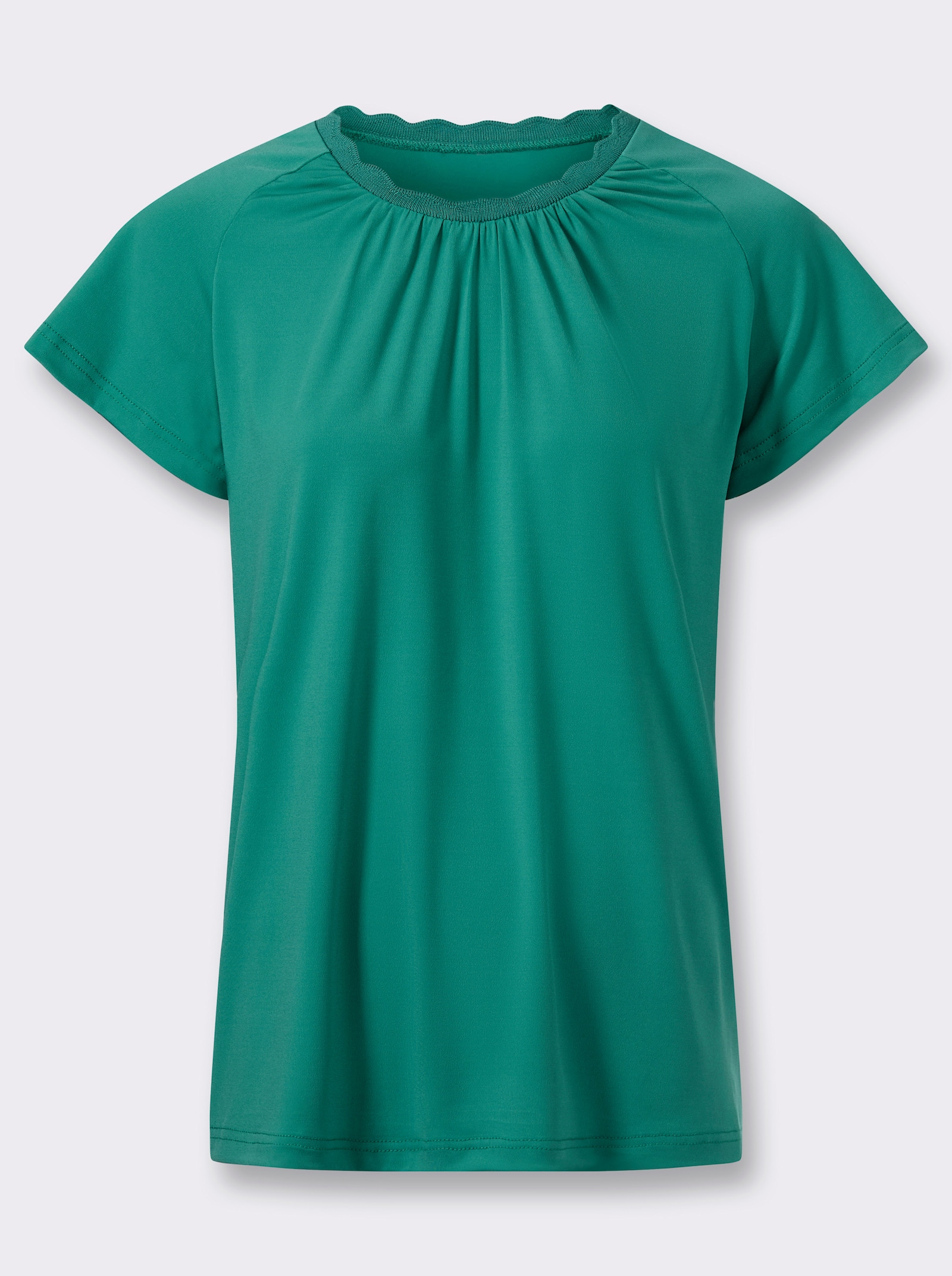 Kurzarmshirt mit gebogten Kanten - smaragd
