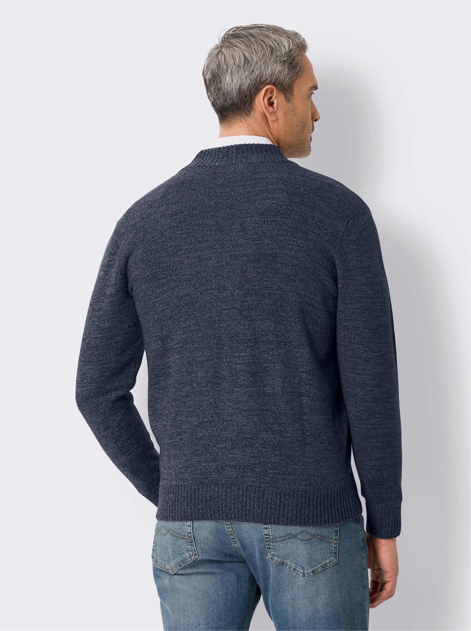 Strickjacke aus Melange-Strick - rauchblau-meliert