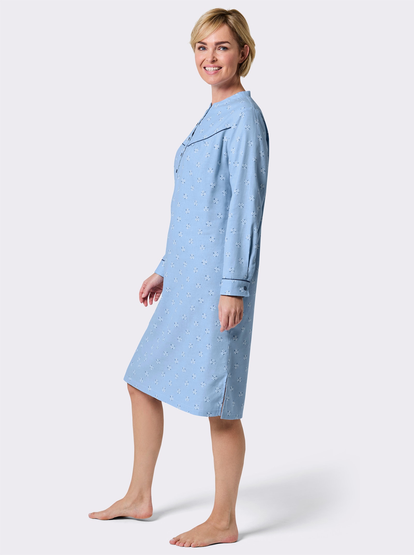 wäschepur Nachthemd im floralen Dessin - eisblau-bedruckt