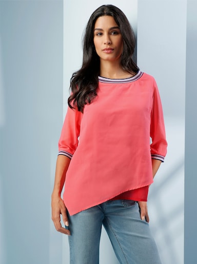 heine Georgettebluse mit asymmetrischem Saum - koralle-rot