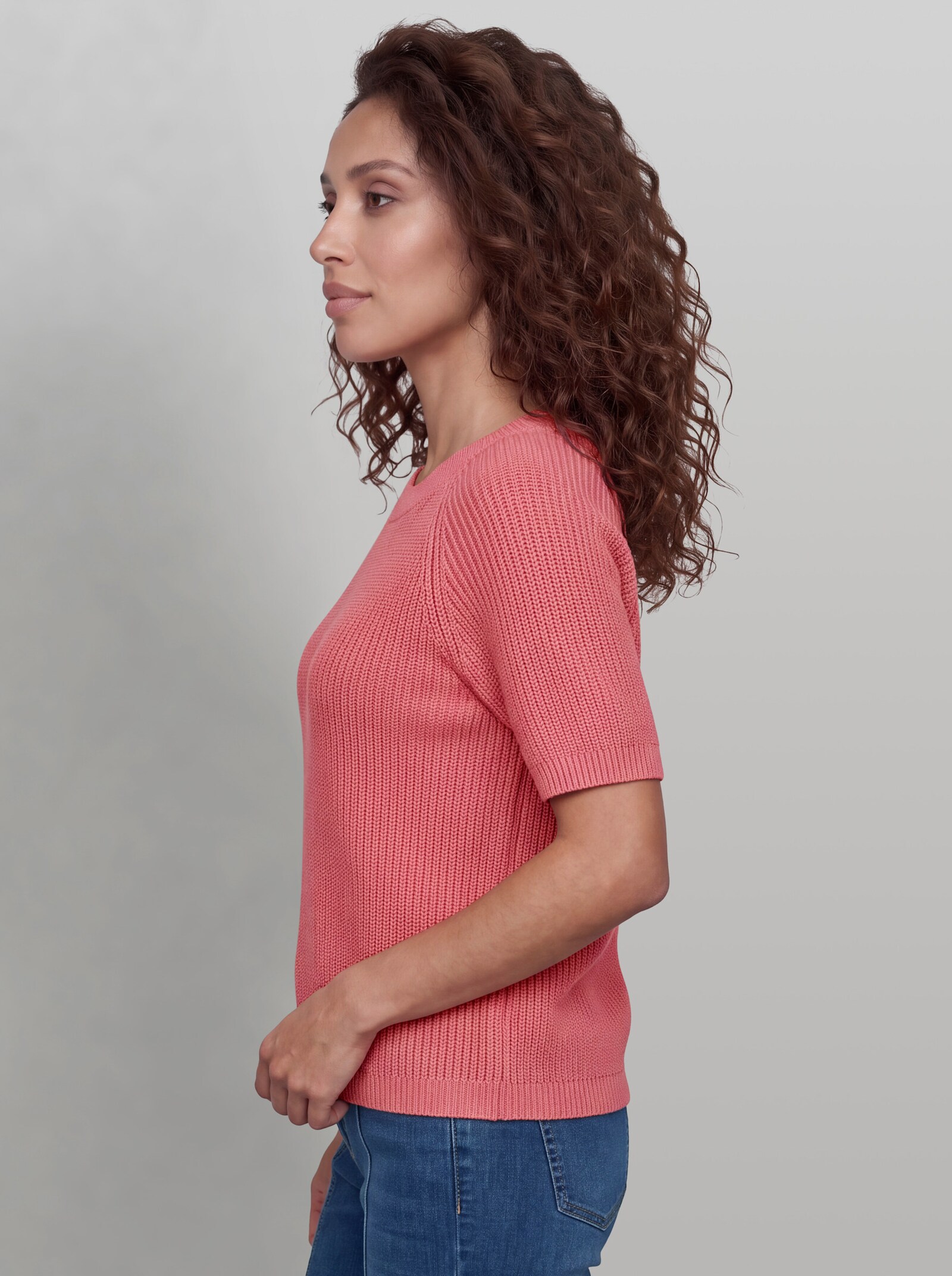 heine Baumwollpullover mit Bündchen - flamingo