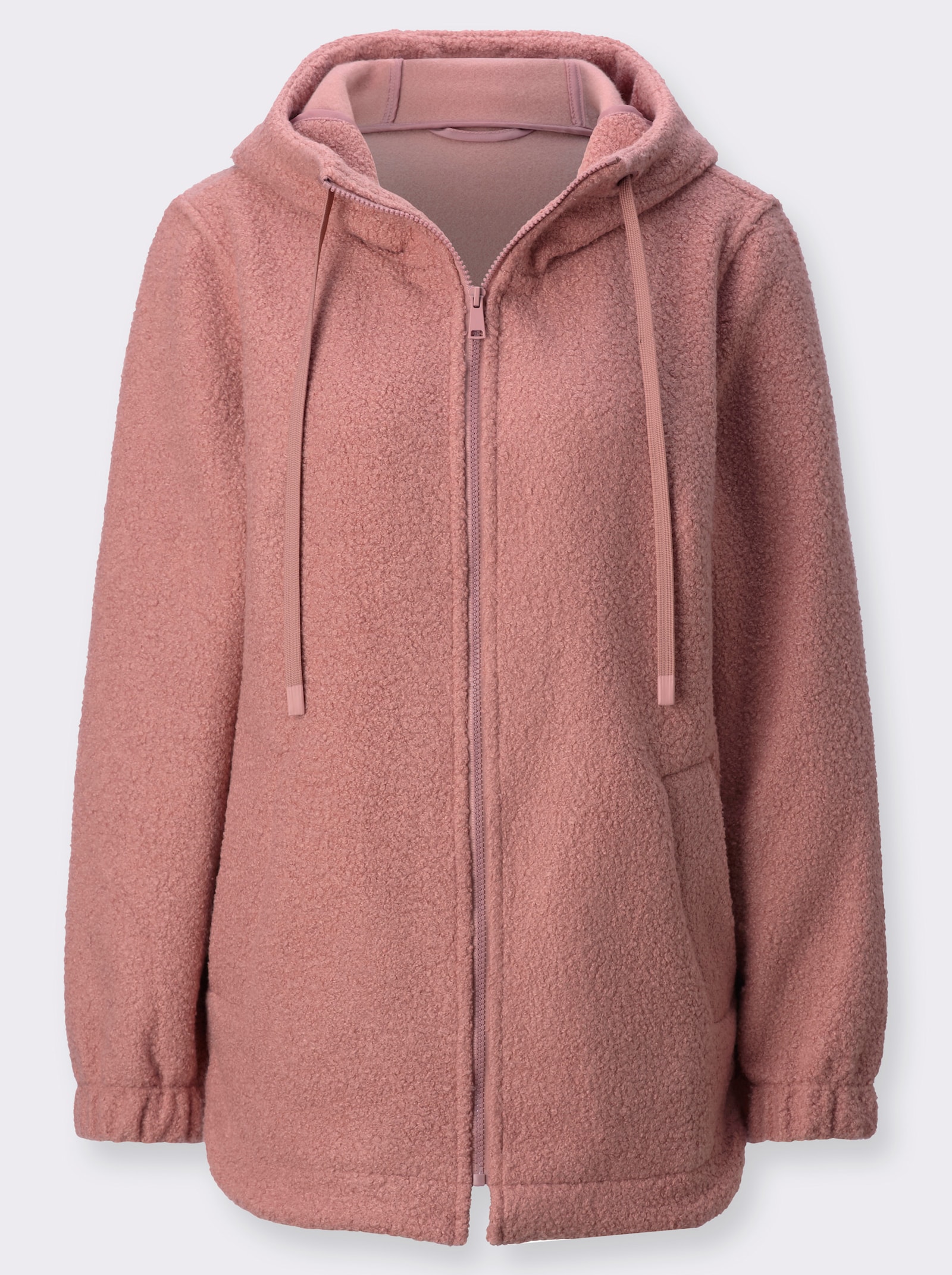 Boucléjacke mit schrägen Leistentaschen - rosenholz