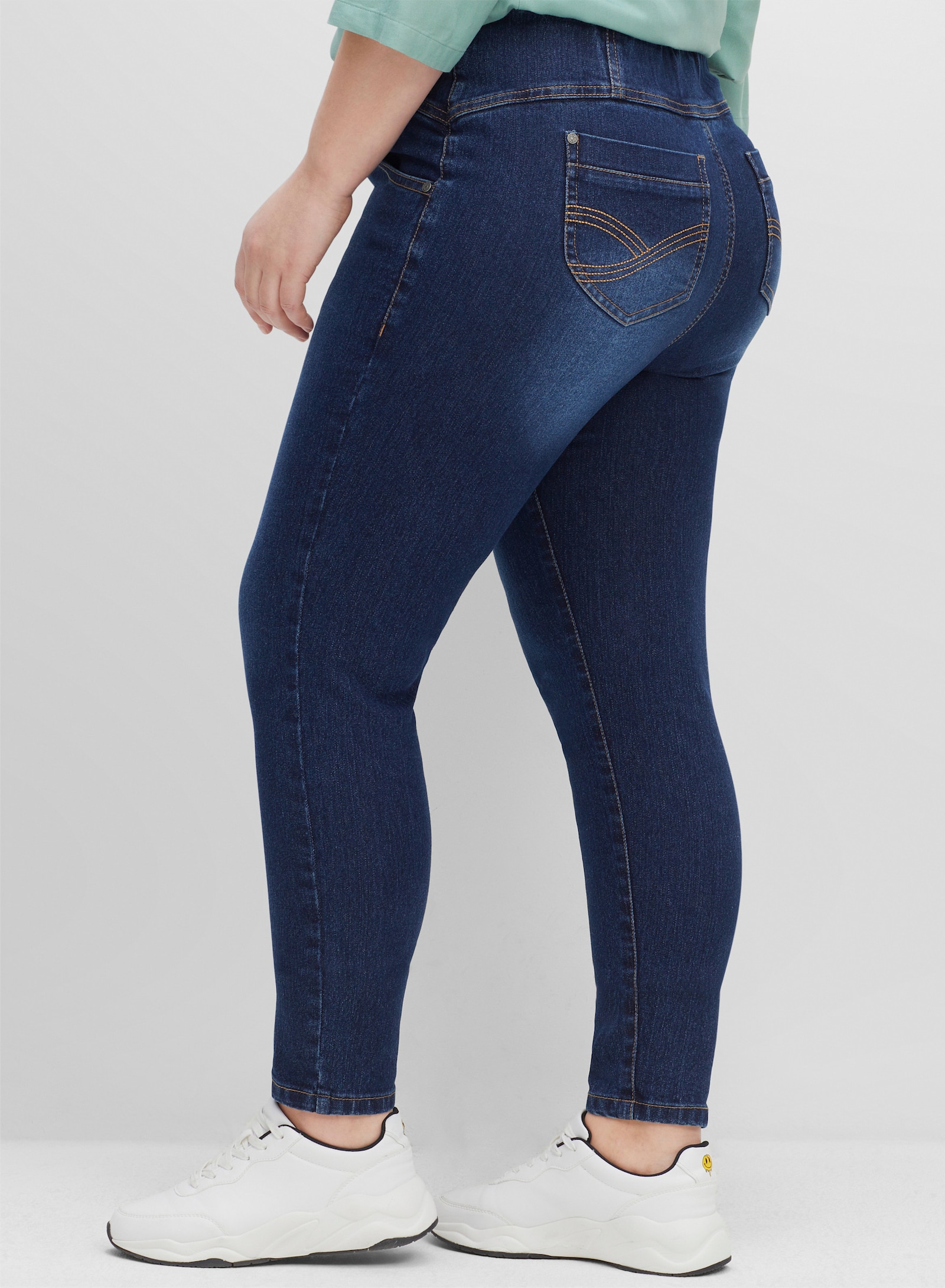 sheego Jeggings mit breitem Gummibund - dark blue denim