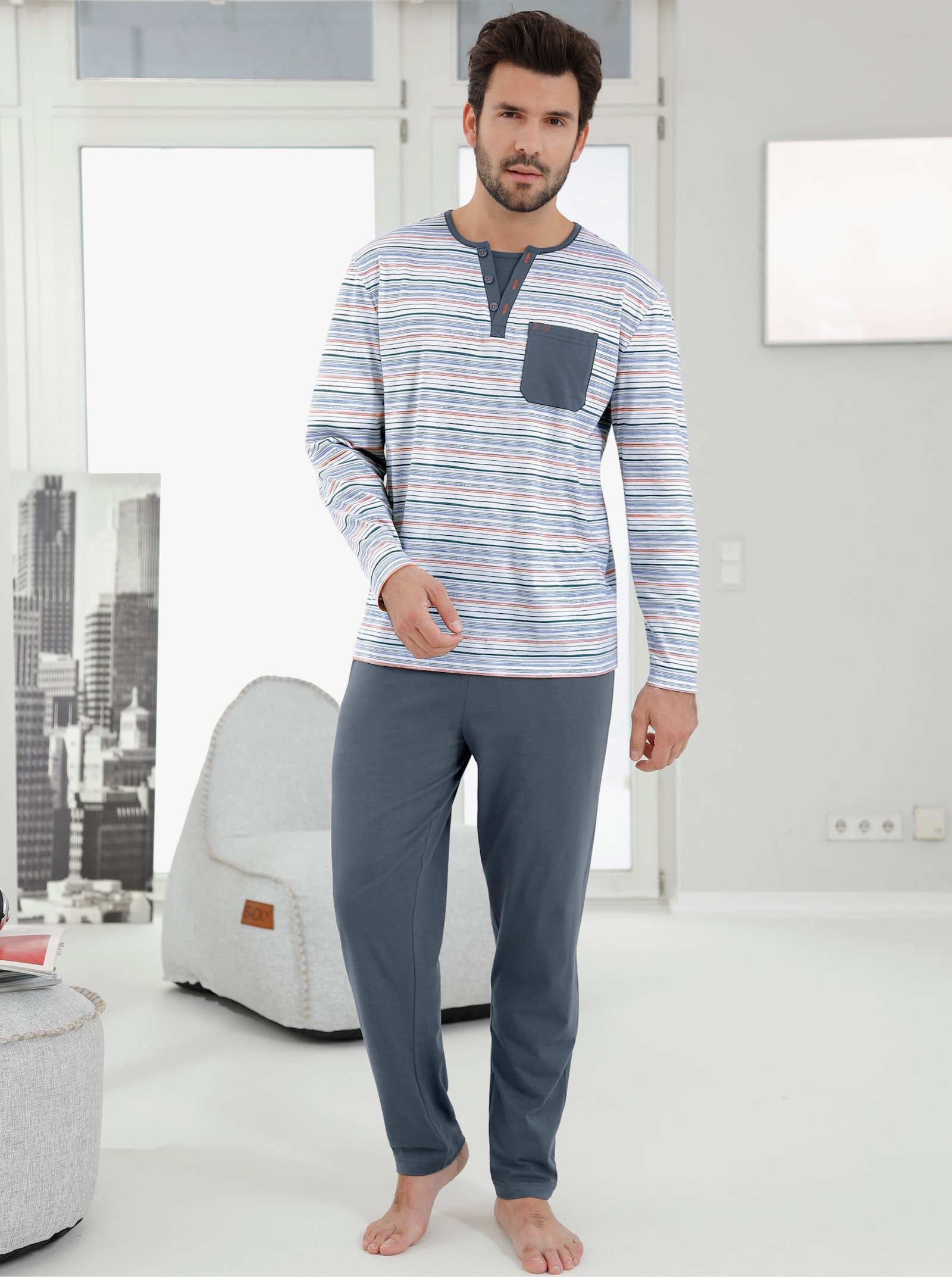 wäschepur men Schlafanzüge - anthrazit + marine