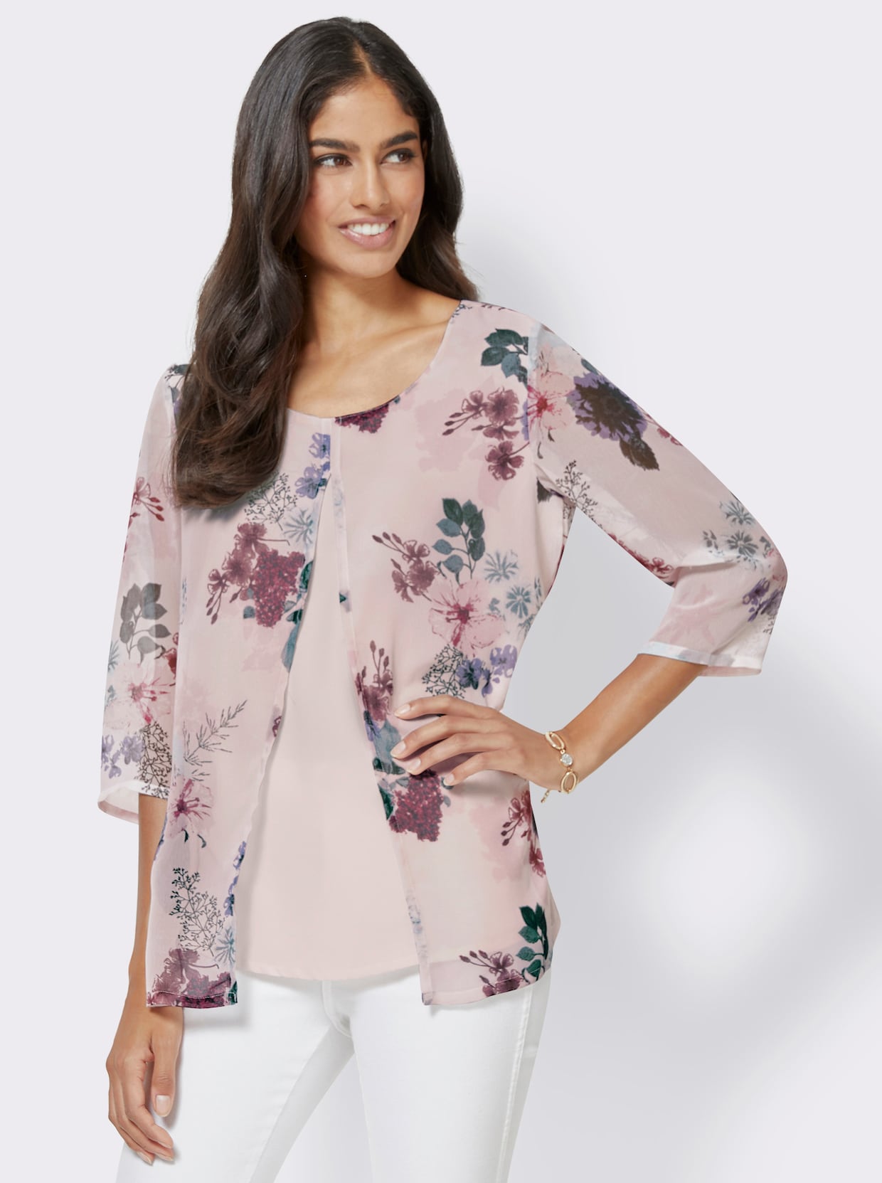 Comfortabele blouse - roze geprint