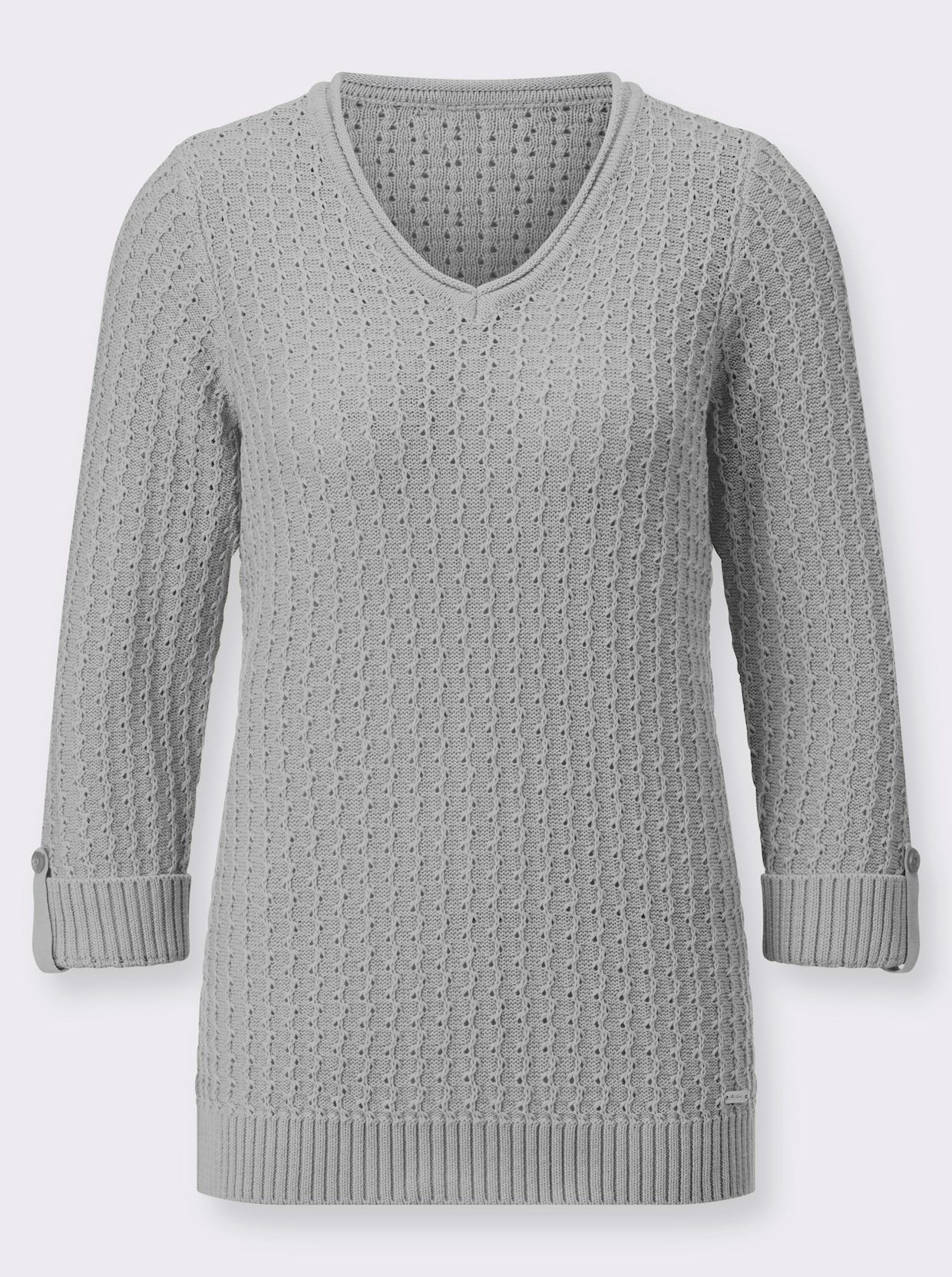 Pullover met 3/4-mouwen - steengrijs/gemêleerd