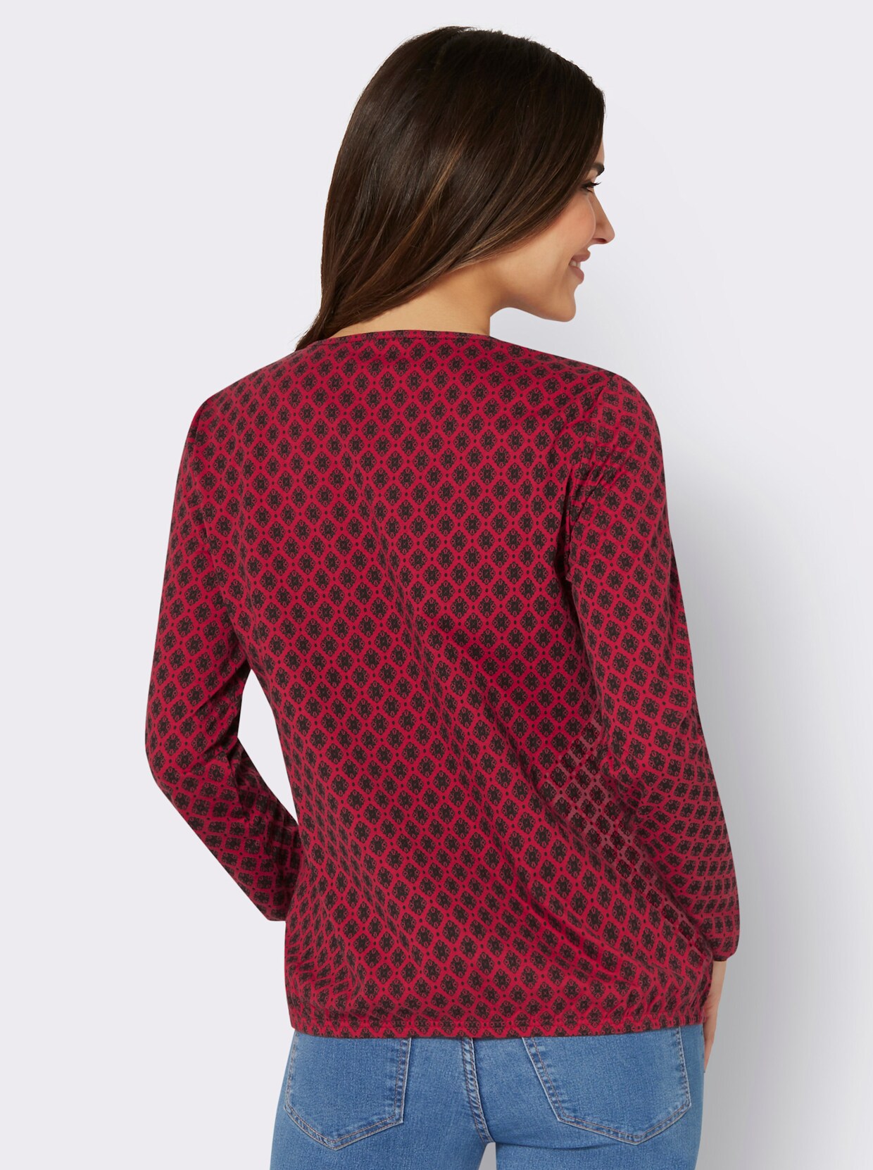 Shirt met lange mouwen - rood/zwart geprint