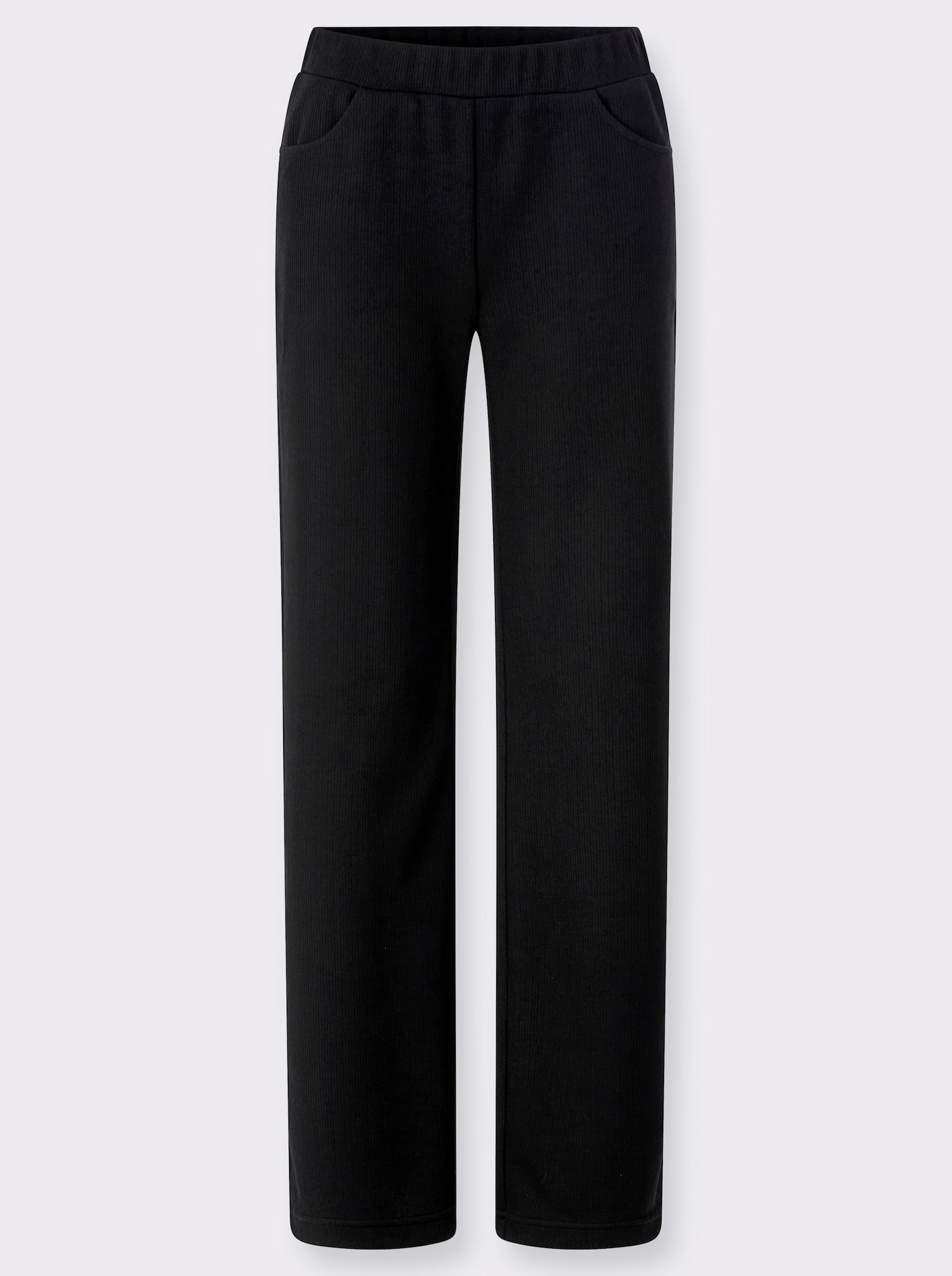 Schlupfhose in Ripp-Optik, pflegeleicht - schwarz