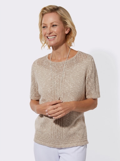 Ajourpullover - sesam-ecru-meliert