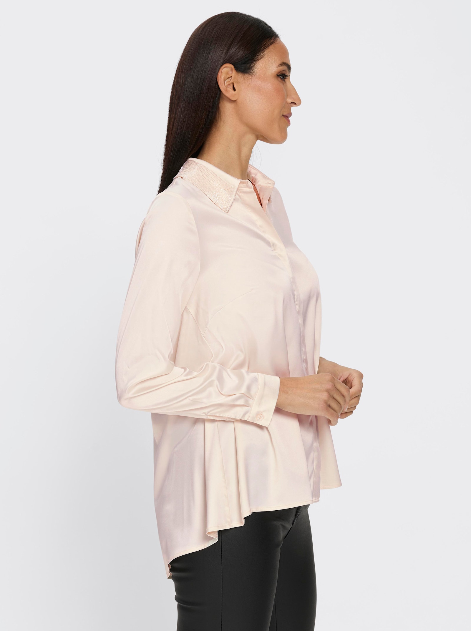 heine Hemdbluse mit Zierperlen - champagner