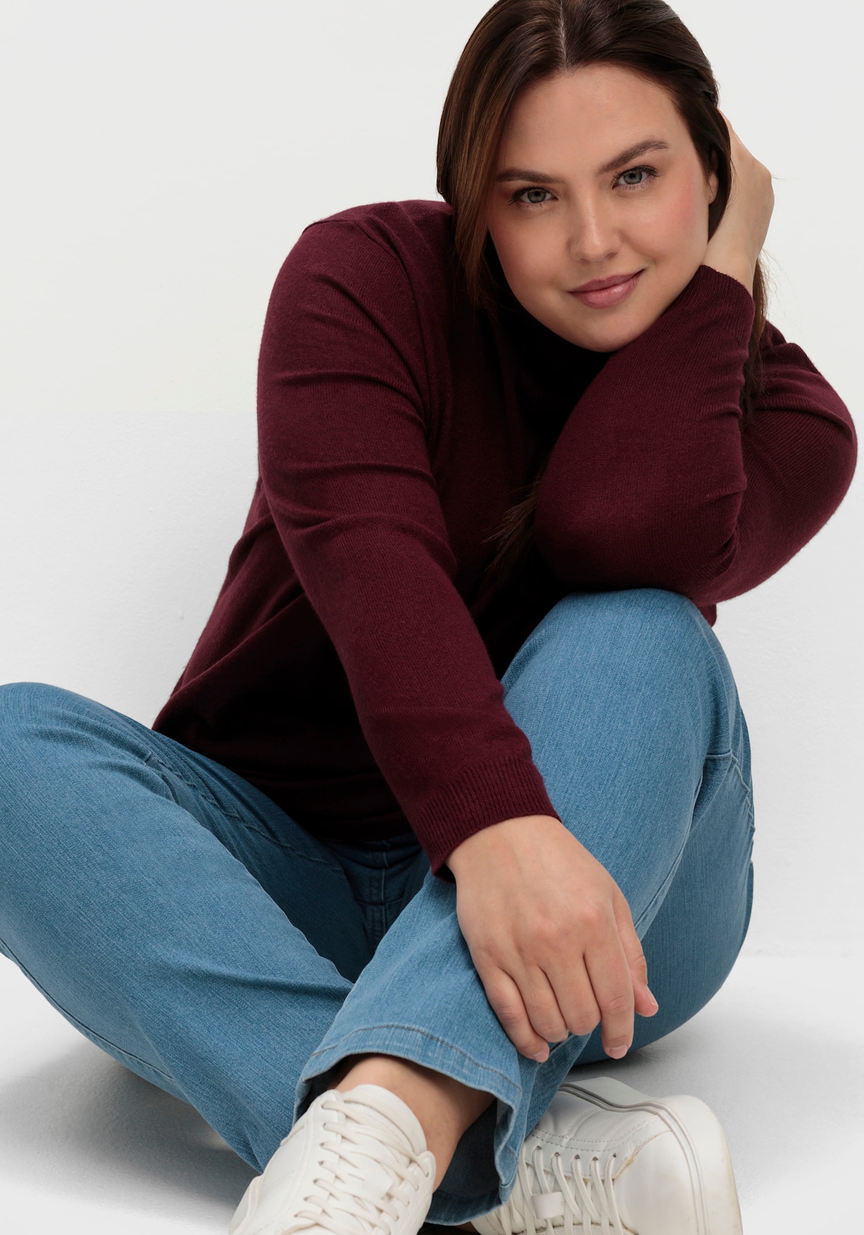 Stehkragenpullover weich wie Kaschmir - beere