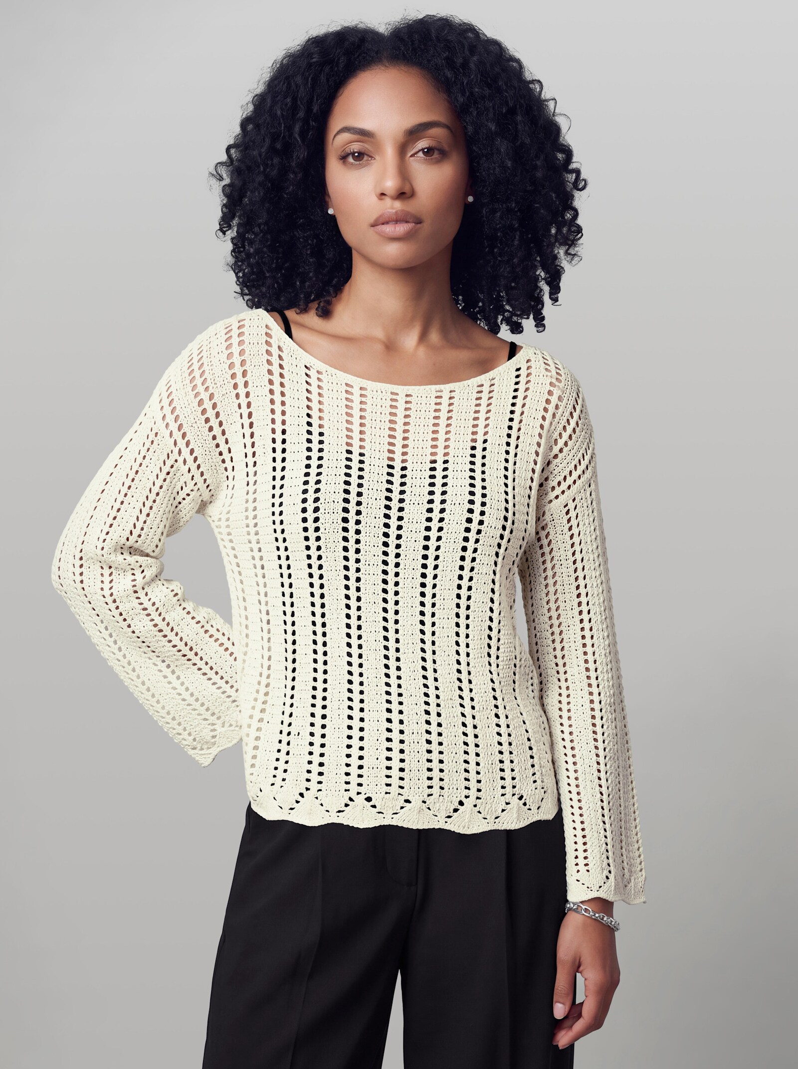 heine Pullover mit U-Boot-Ausschnitt - ecru